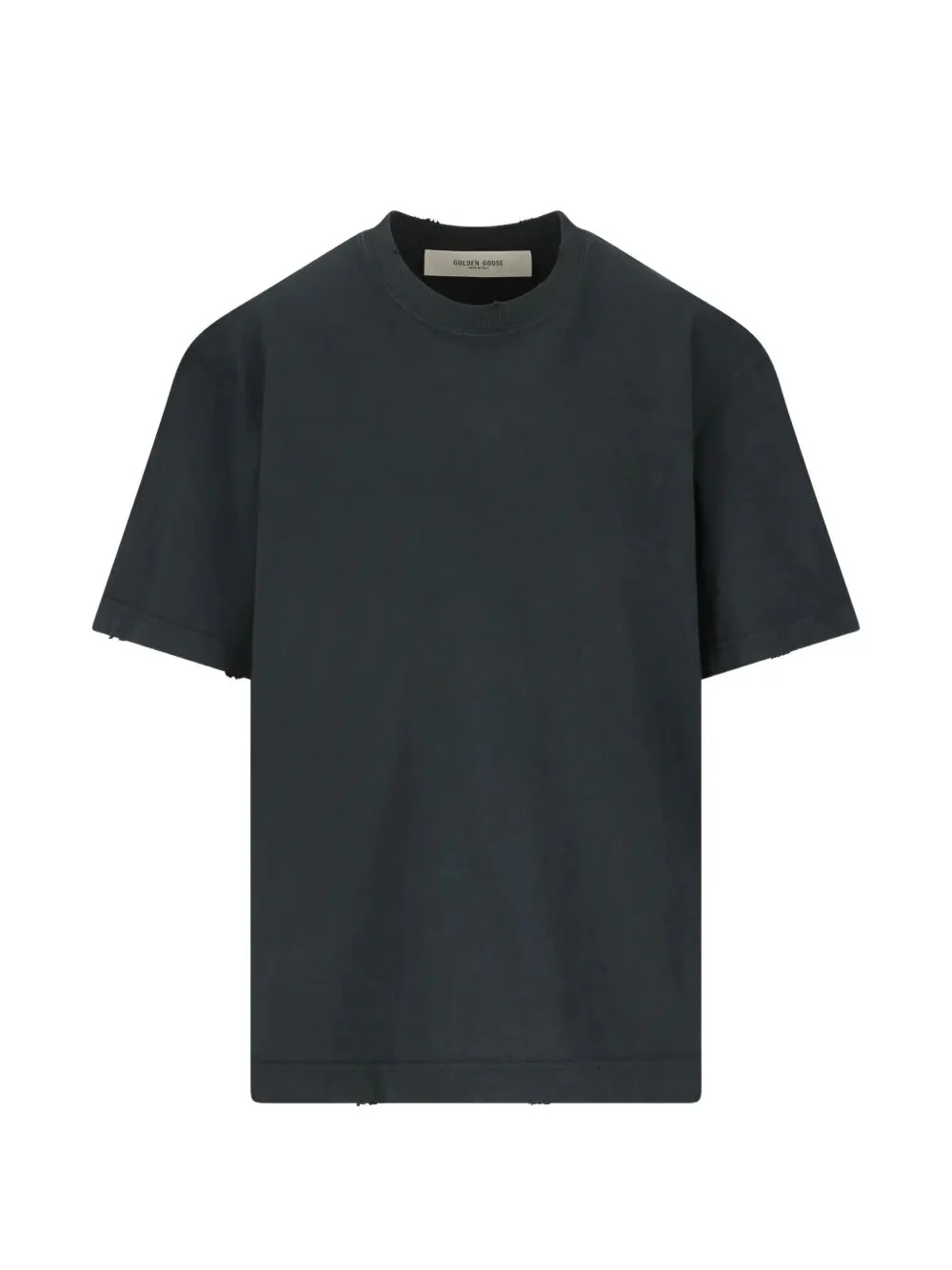 AGED-EFFECT COTTON T-SHIRT WITH REVERSE LOGO ON THE BACK