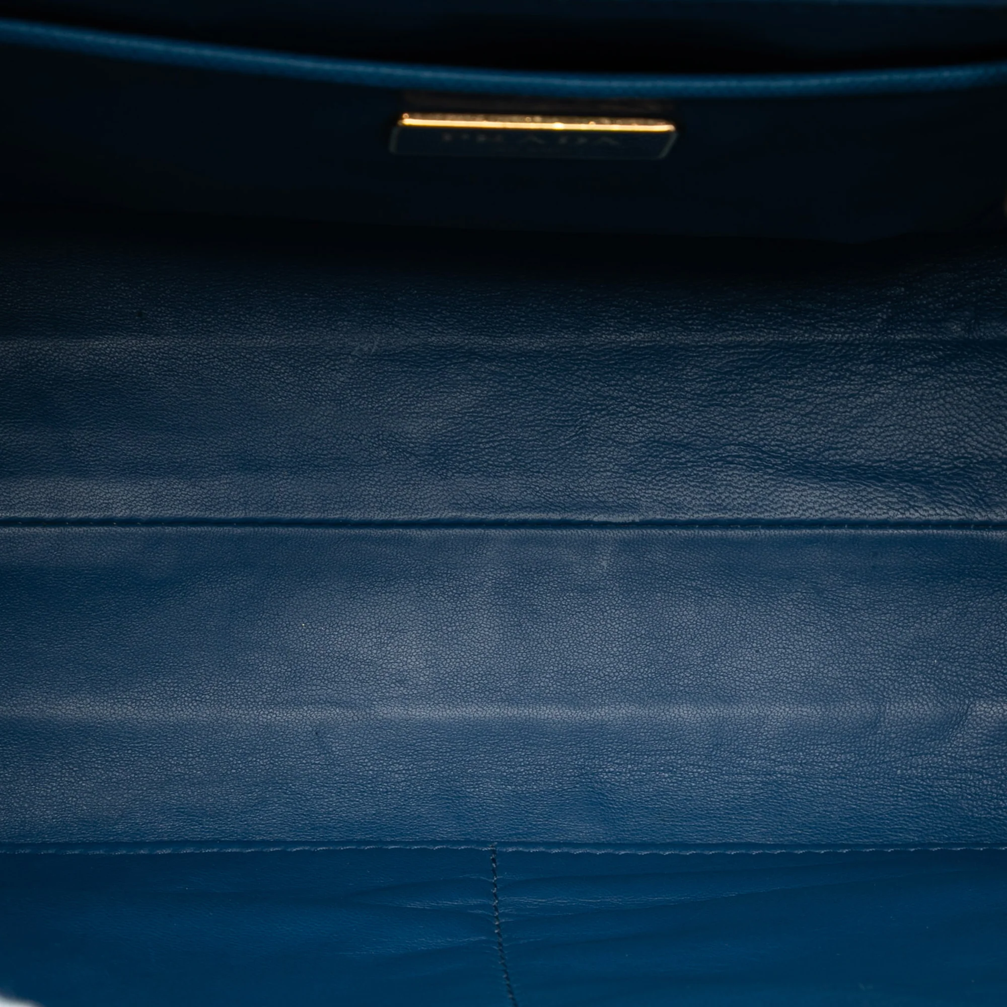 Bicolor Saffiano Lux Pyramid Frame Top Handle Bag - Image 4