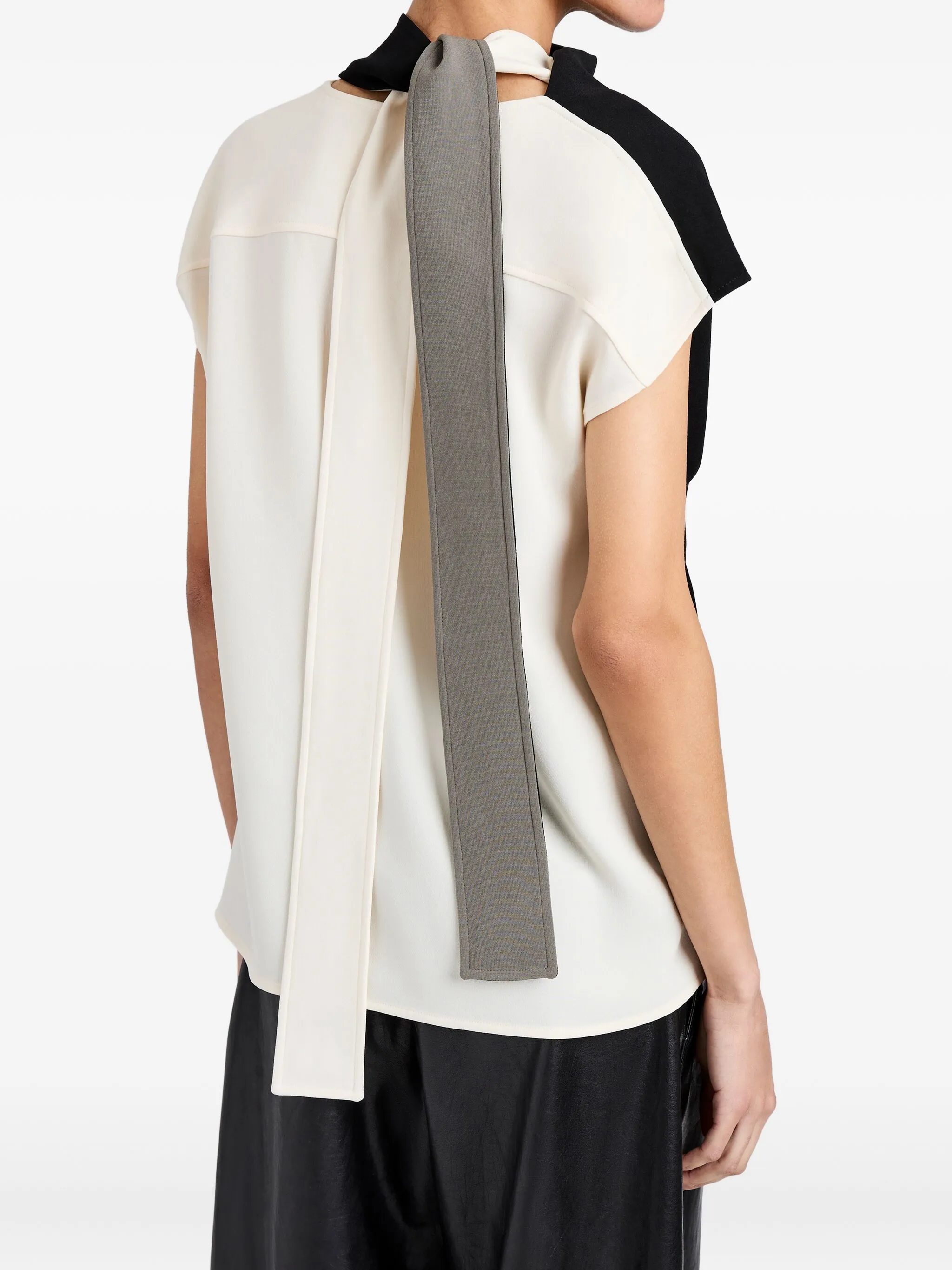 BLACK ACETATE POLYESTER ELSA TOP - Image 3