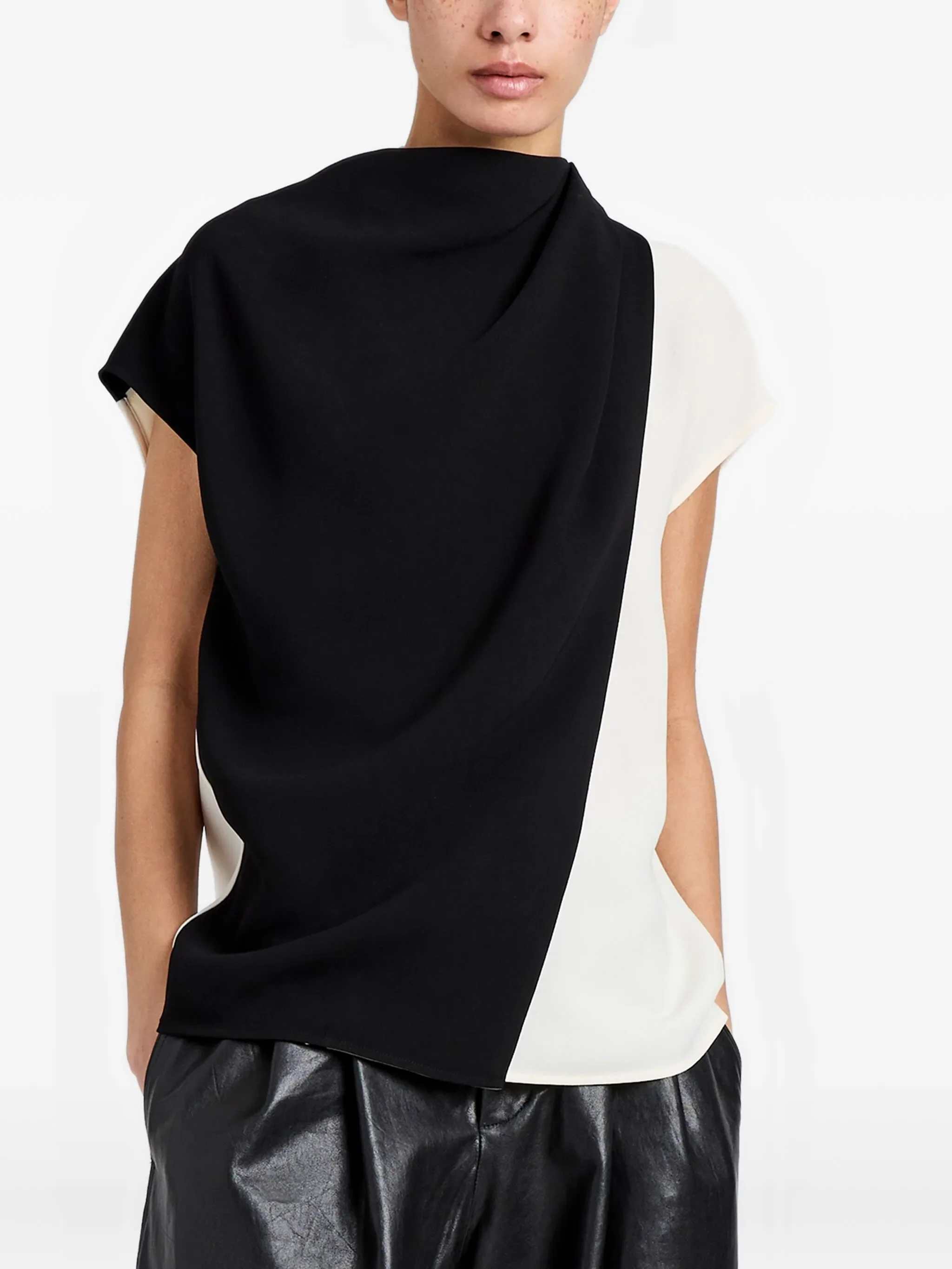 BLACK ACETATE POLYESTER ELSA TOP - Image 5