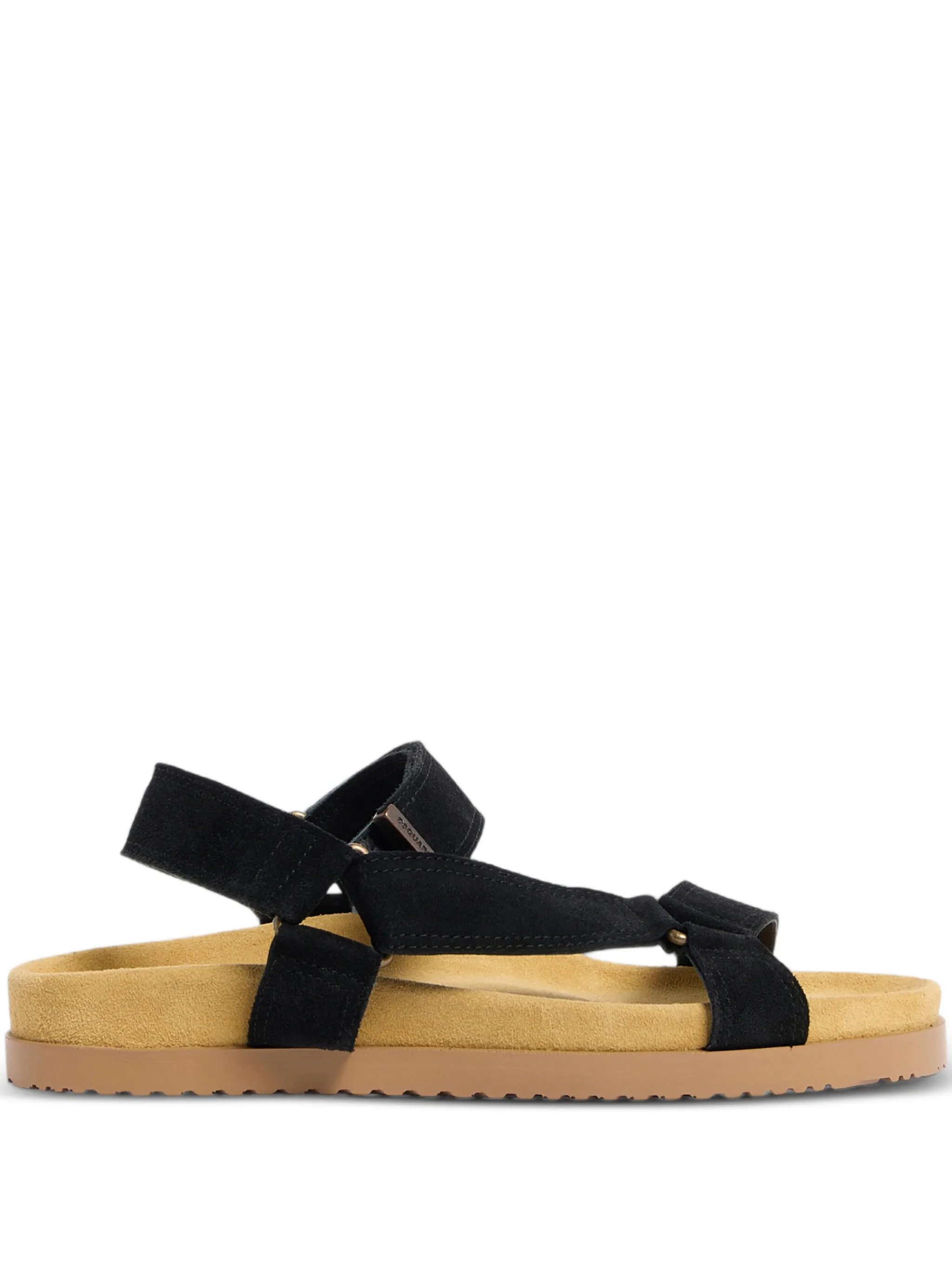 BLACK CALF POLYESTER CARGO SANDALS