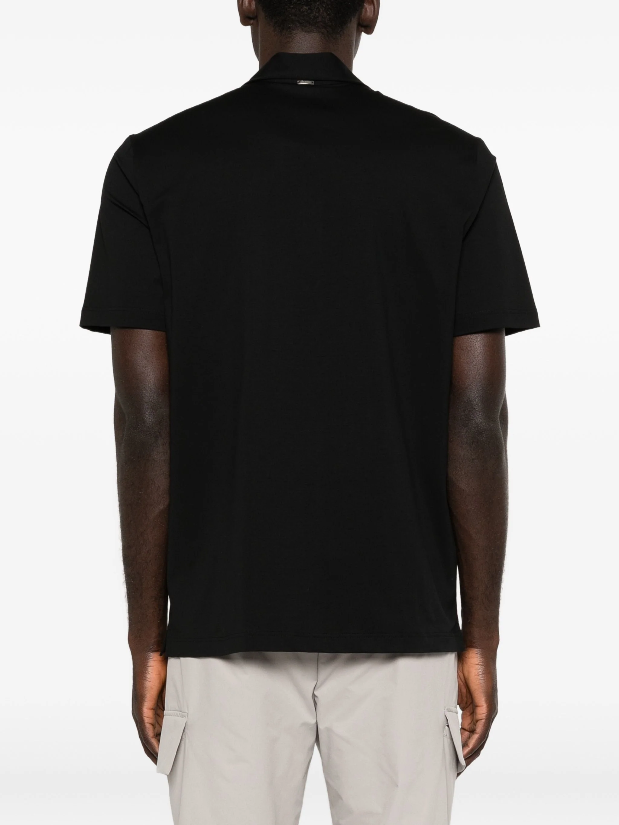 BLACK COTTON ELASTANE JERSEY POLO - Image 5