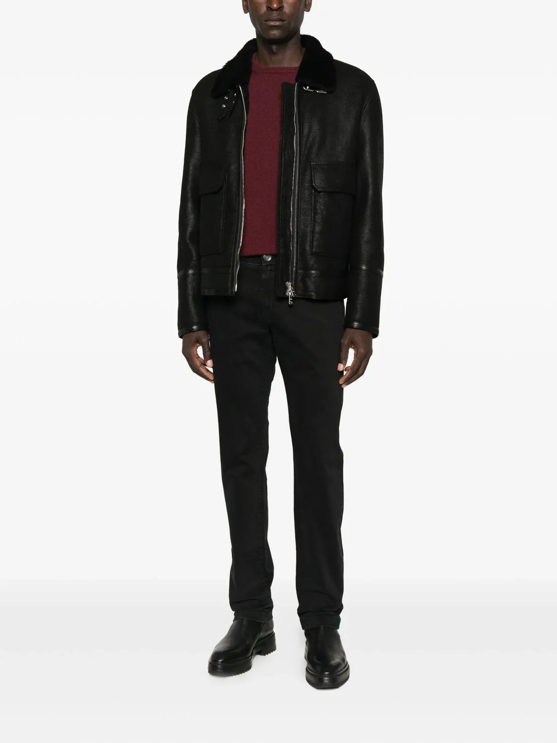 BLACK COTTON ELASTANE PANTS - Image 3