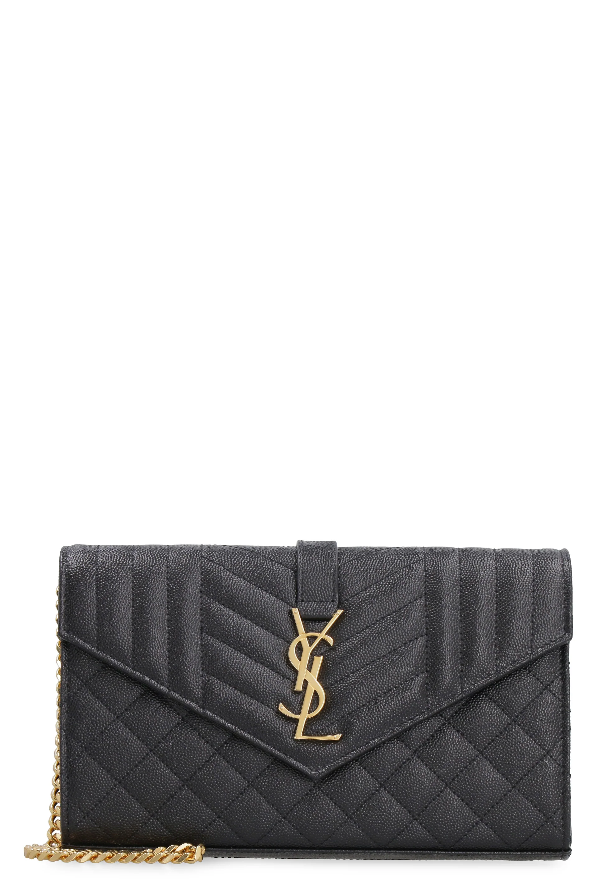 BLACK LEATHER SMALL ENVELOPE CLUTCH