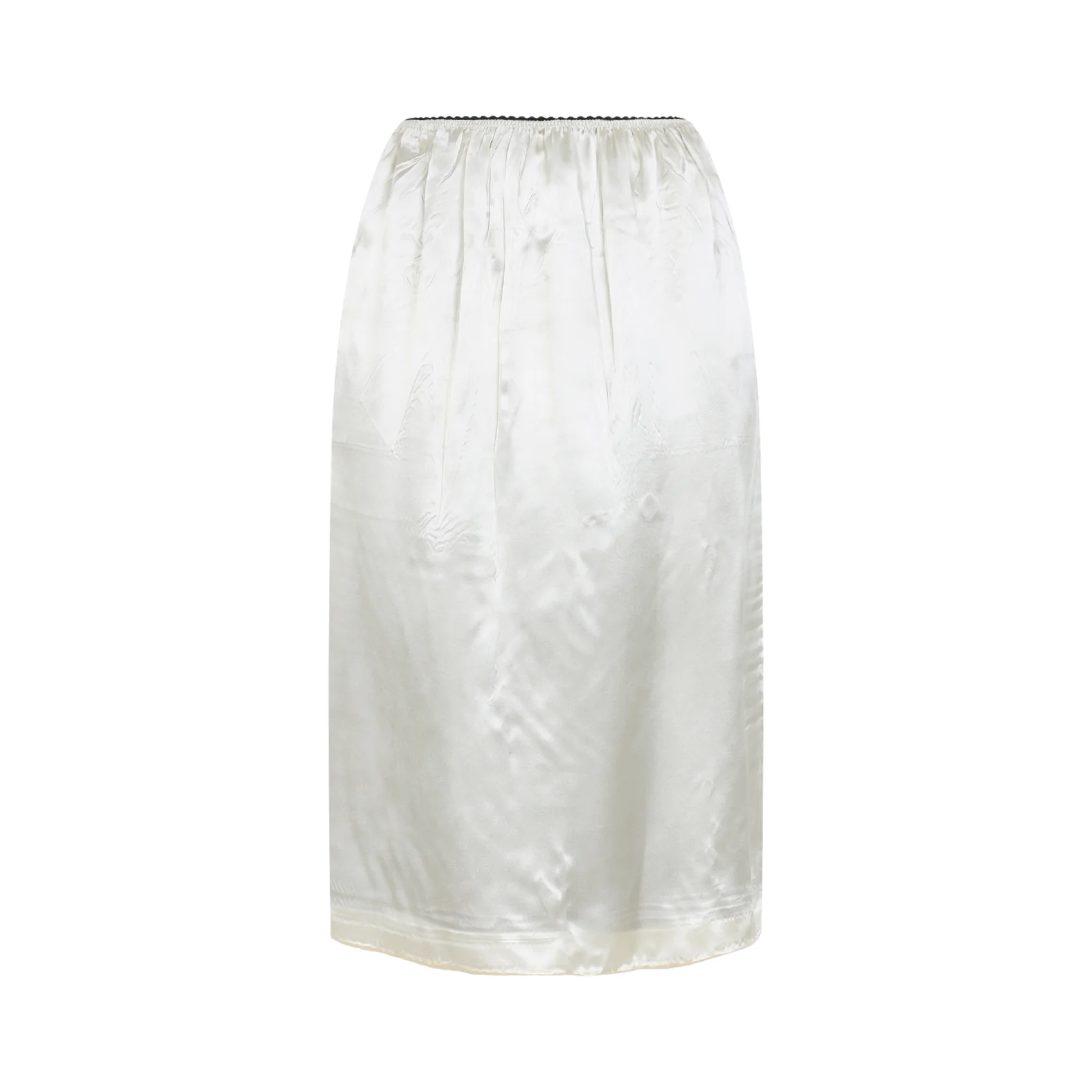 BLACK SLIP SILK MIDI SKIRT