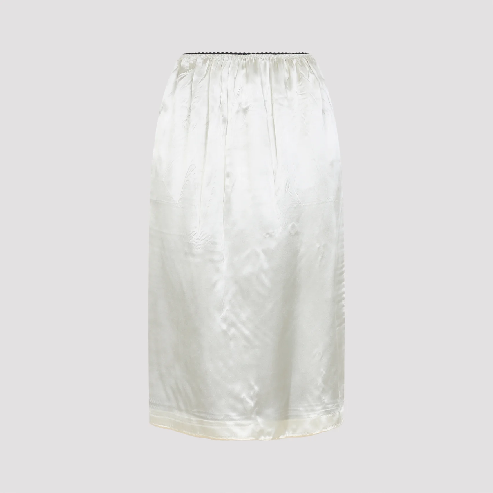 BLACK SLIP SILK MIDI SKIRT - Image 2