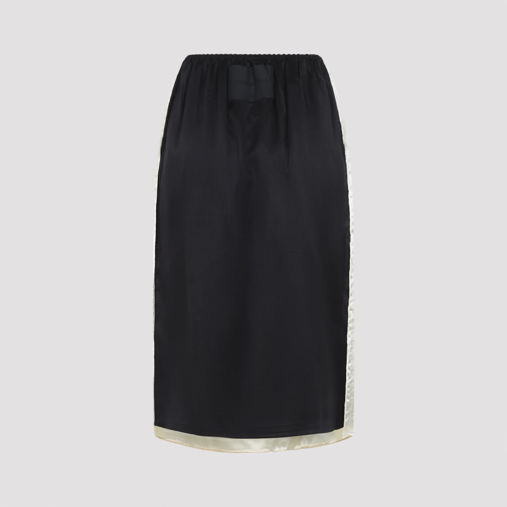 BLACK SLIP SILK MIDI SKIRT - Image 3