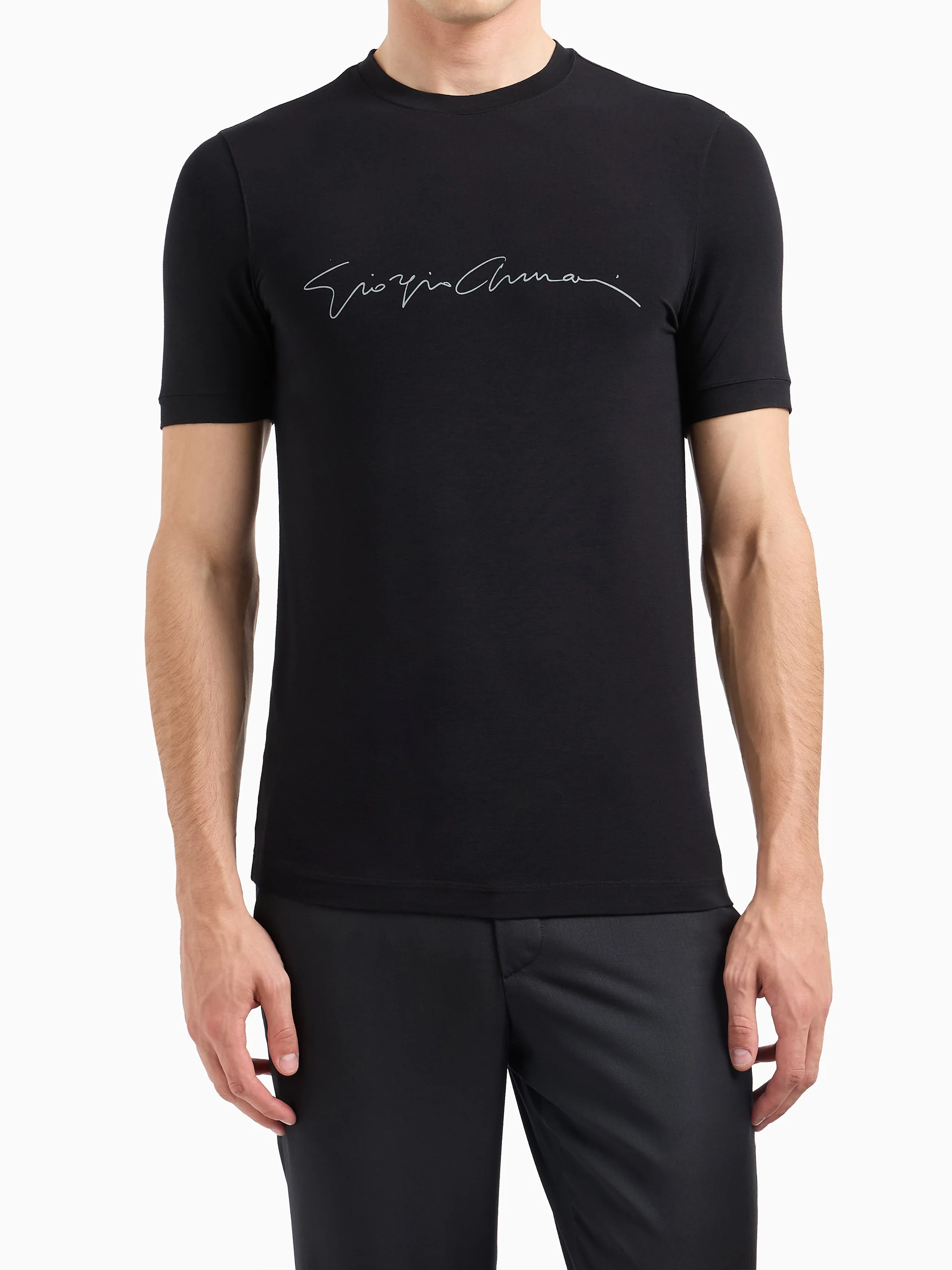 BLACK VISCOSE ELASTANE T-SHIRTS - Image 2