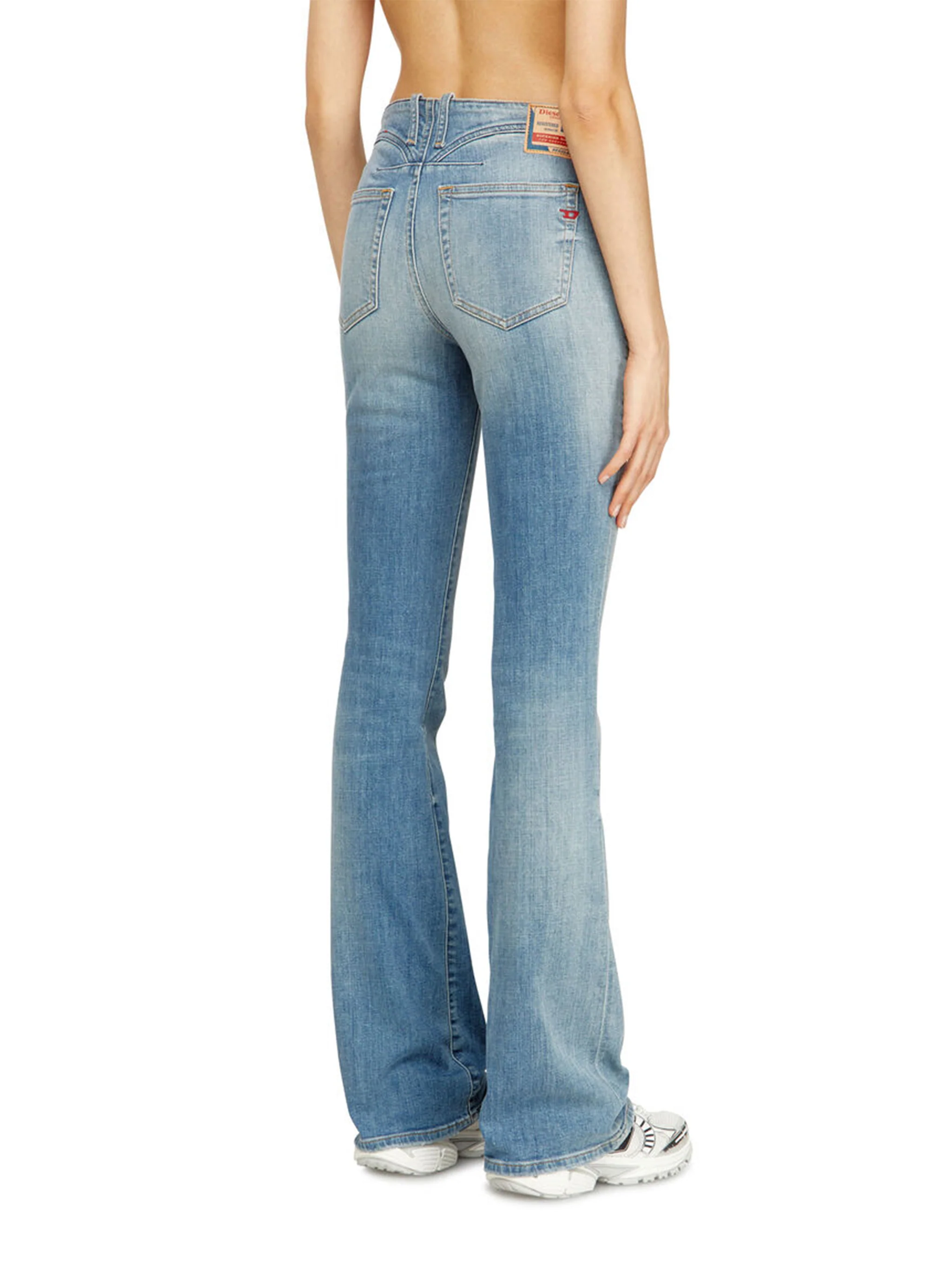 BLUE COTTON ELASTANE FLARED JEANS - Image 3