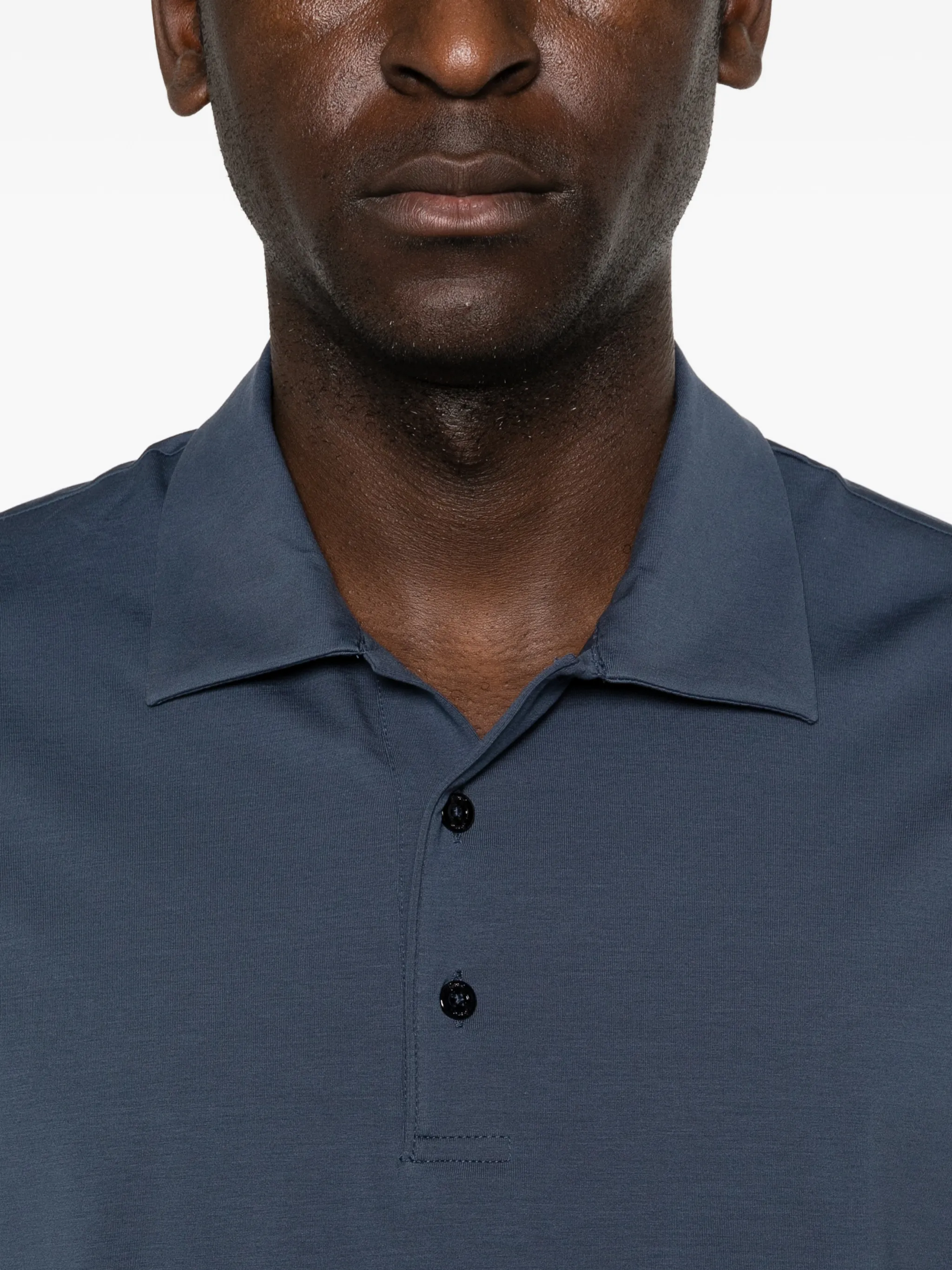 BLUE COTTON ELASTANE JERSEY POLO - Image 5