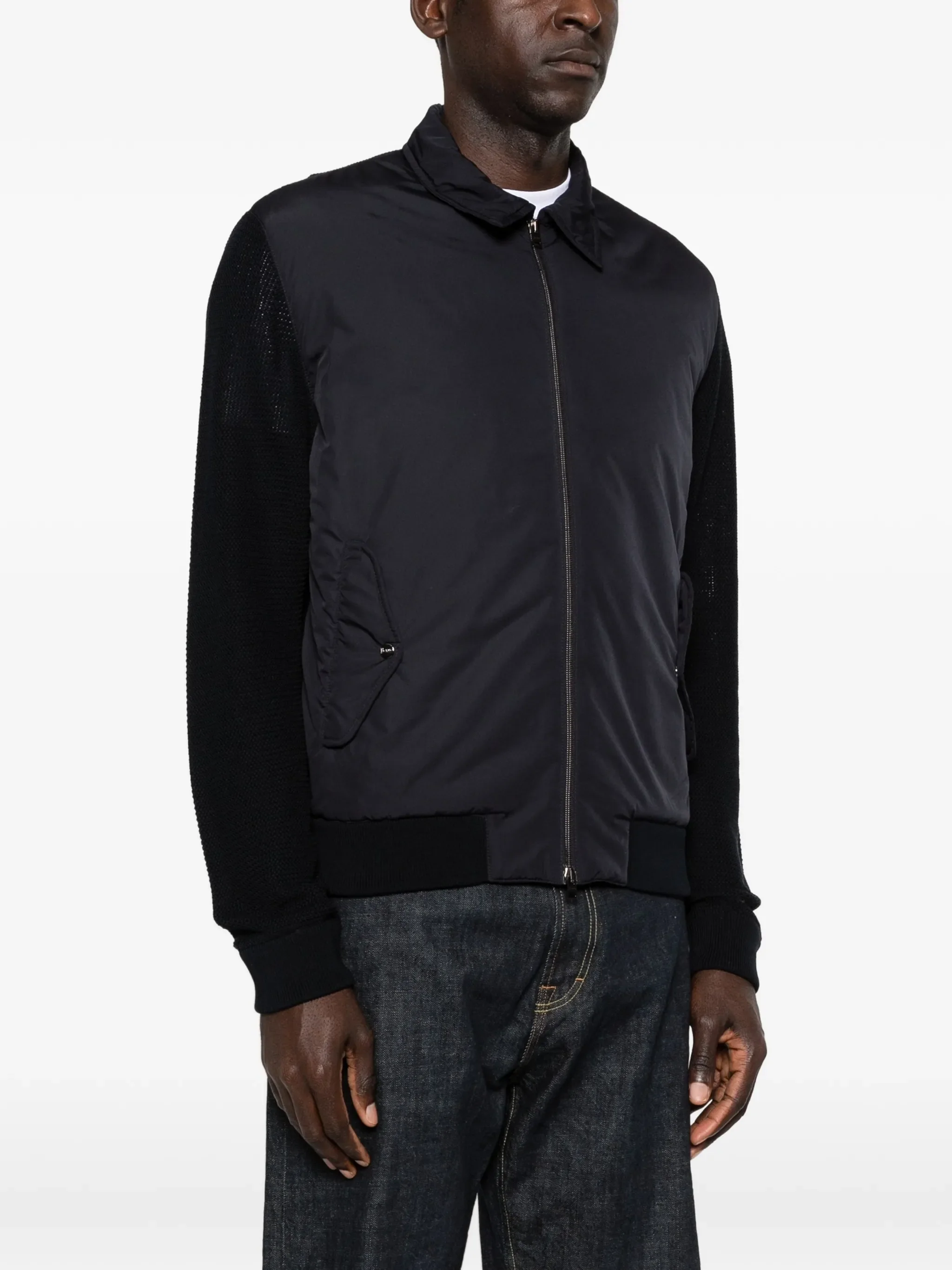 BLUE COTTON POLYESTER BOMBER KNIT - Image 3
