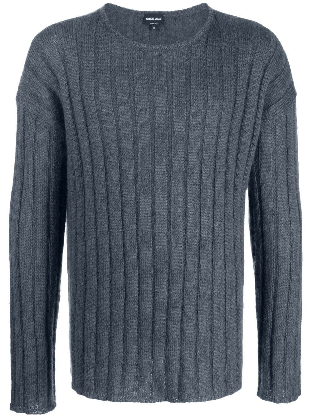 BLUE WOOL POLYAMIDE ROUND NECK