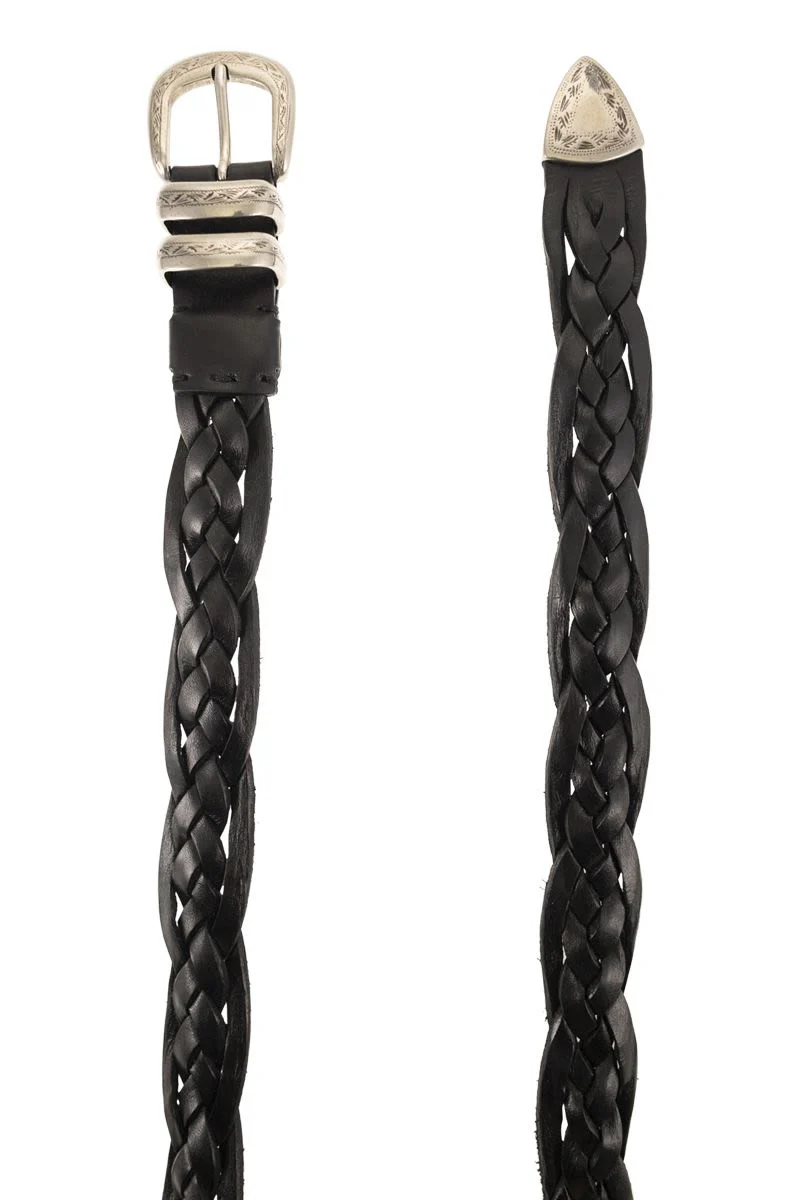 BRAIDED CALFSKIN BELT WITH DETAILED BUCKLE AND TIP - Image 2