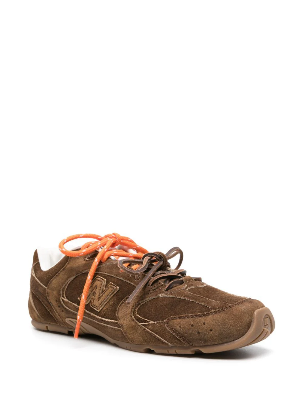BROWN LACE-UP CALF LEATHER SNEAKERS - Image 2
