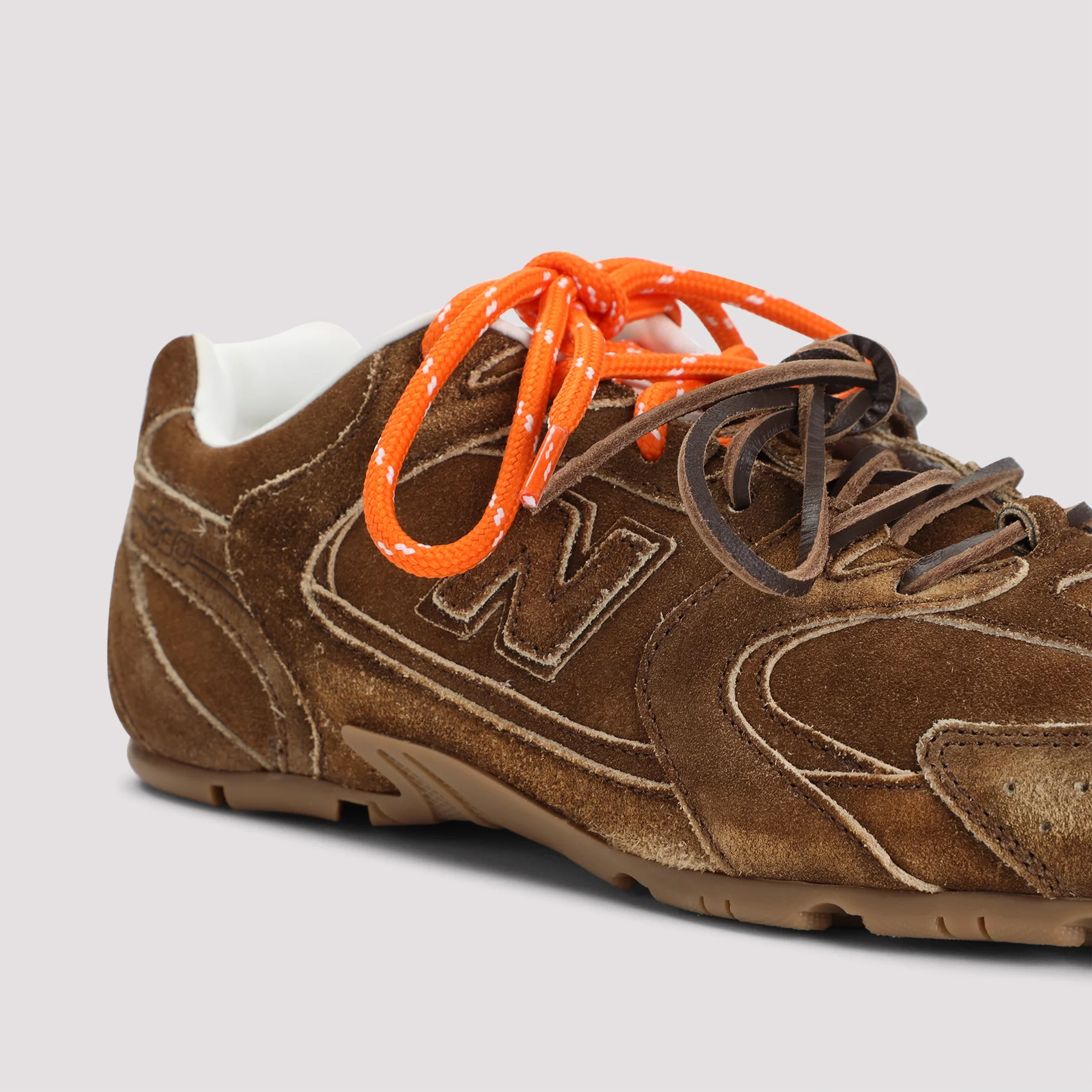 BROWN LACE-UP CALF LEATHER SNEAKERS - Image 5