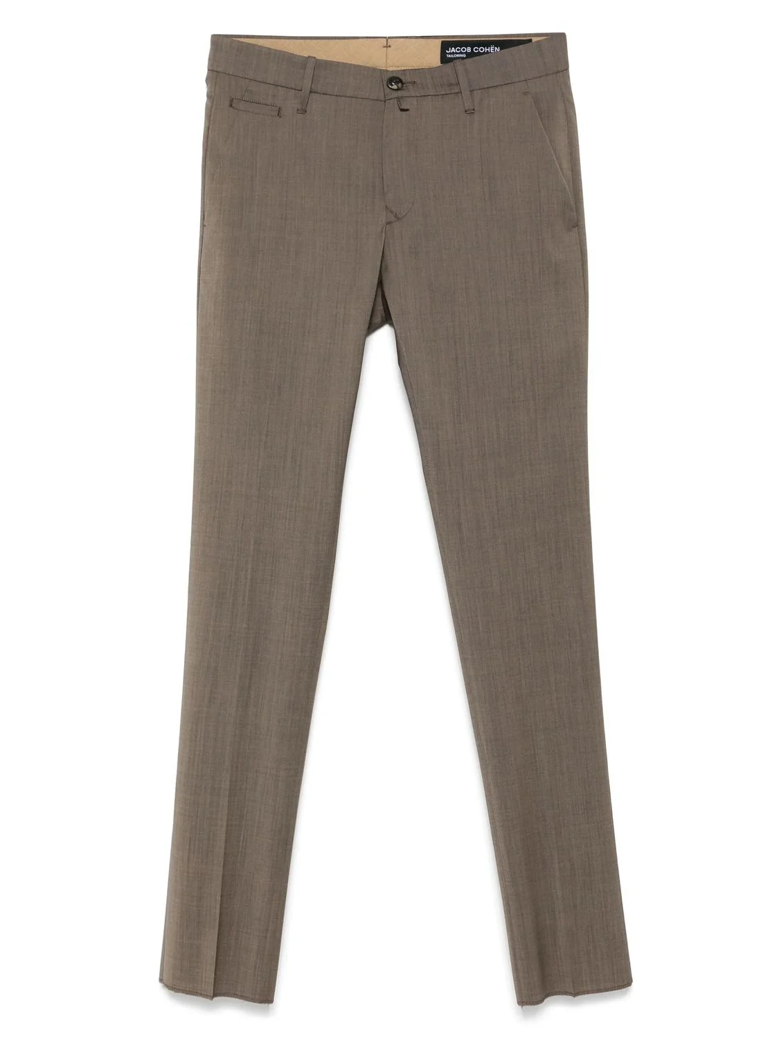 BROWN MELANGE VIRGIN WOOL ELASTANE PANTS