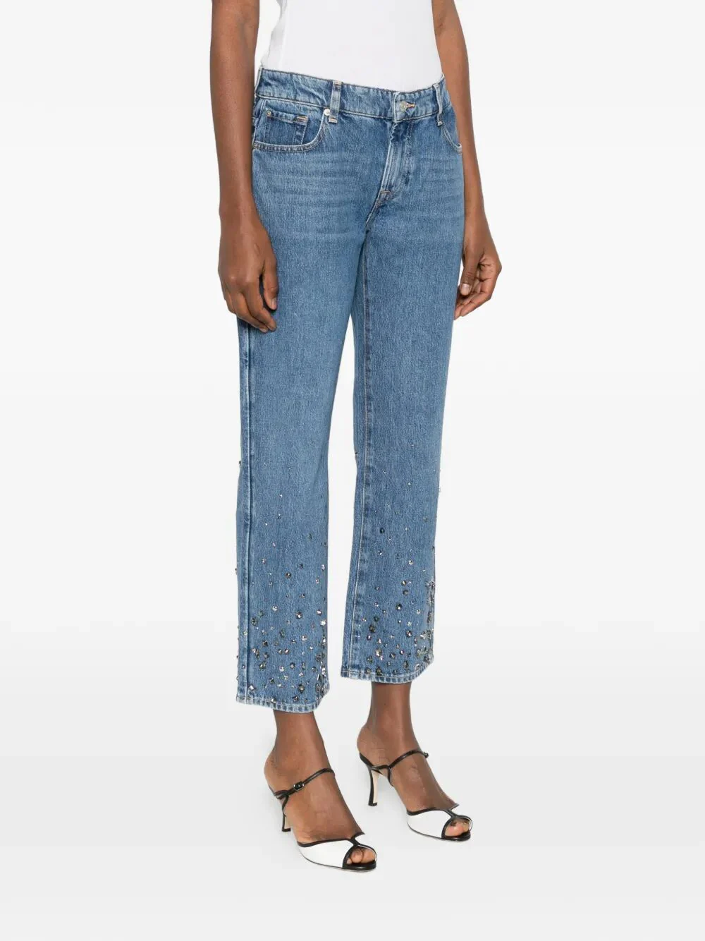 CALIE EMBELLISHED ANKLE-LENGTH AND STRAIGHT LEG JEANS - Image 4