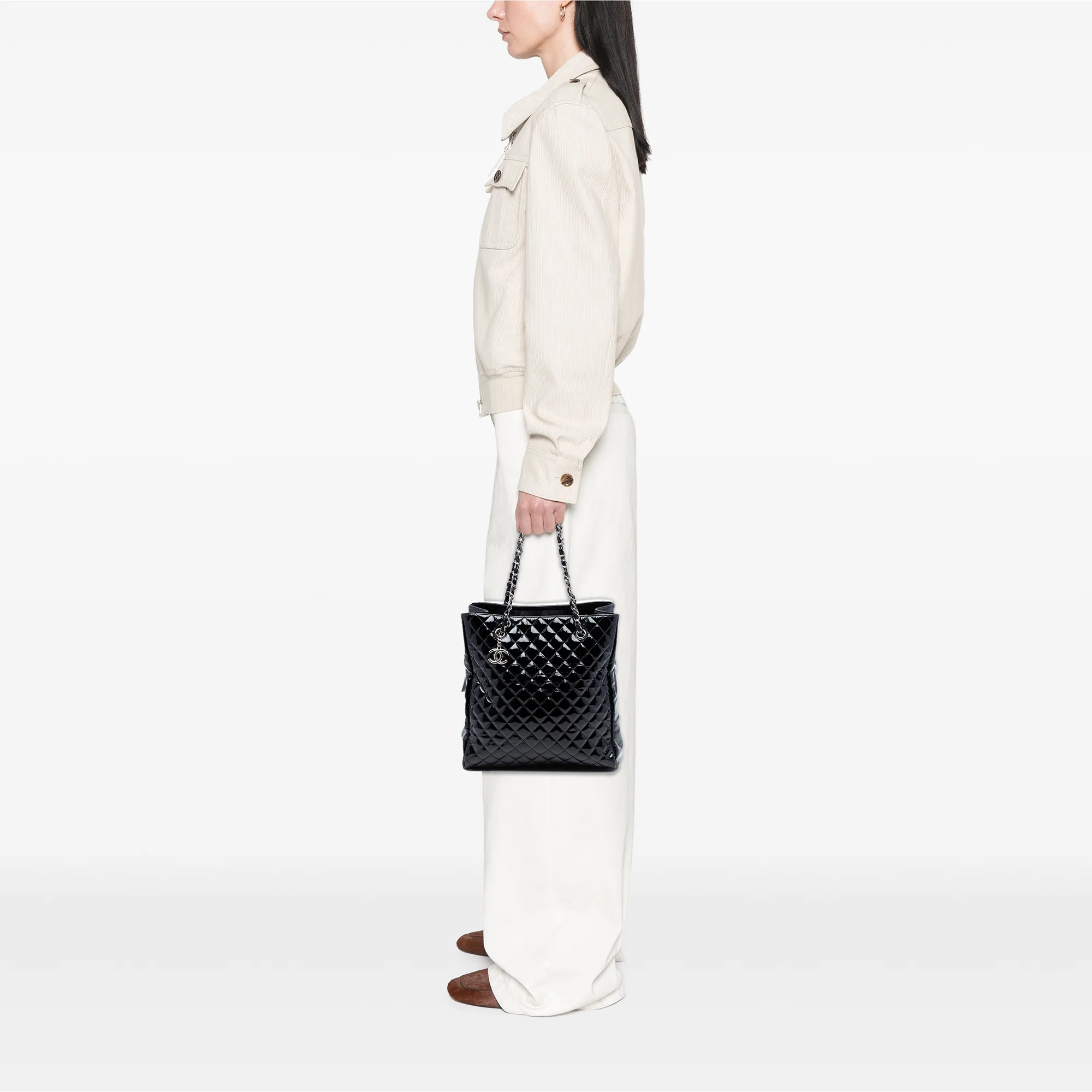 CC Quilted Patent North South Tote - Image 7