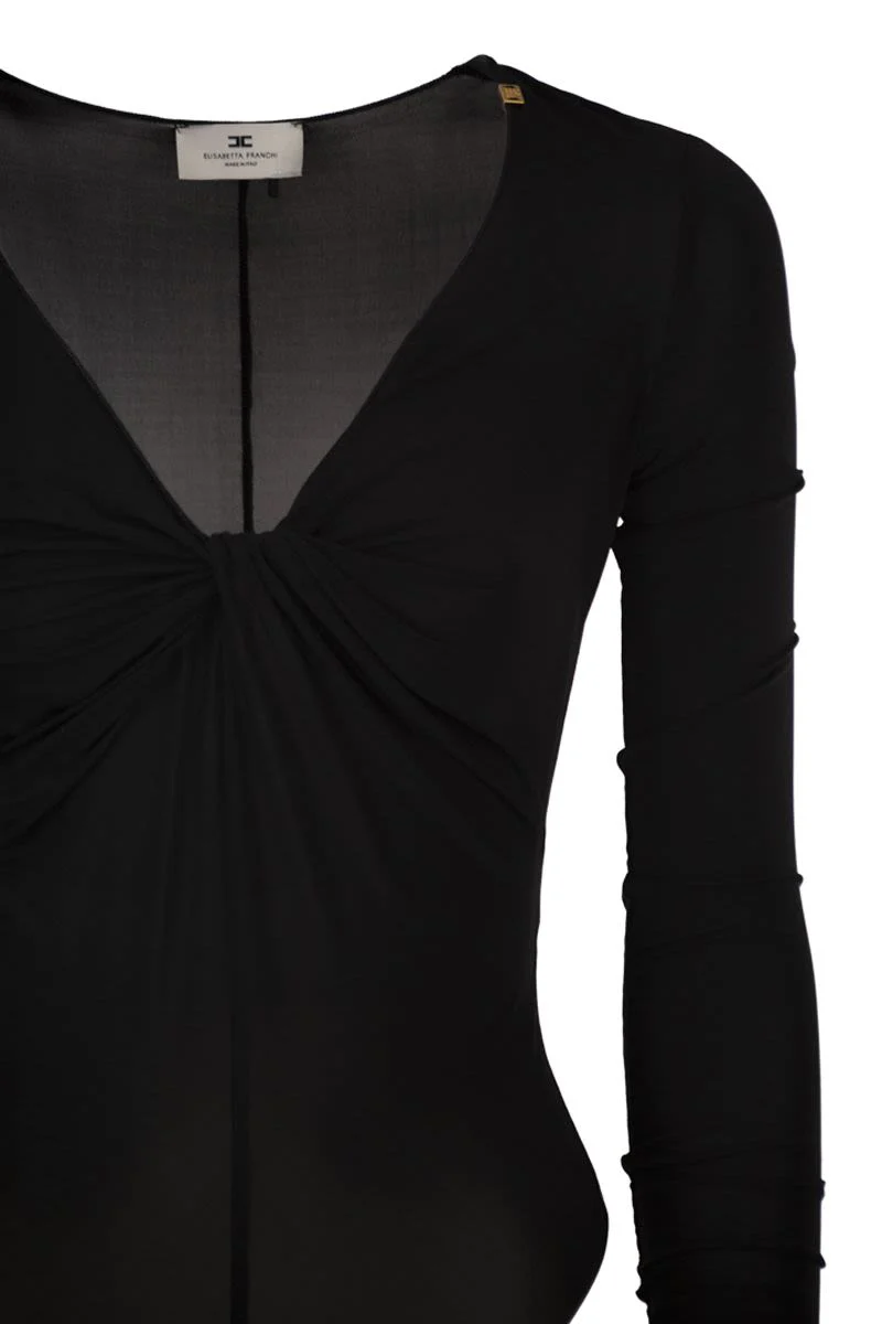 CRêPE JERSEY BODYSUIT WITH DRAPING - Image 3