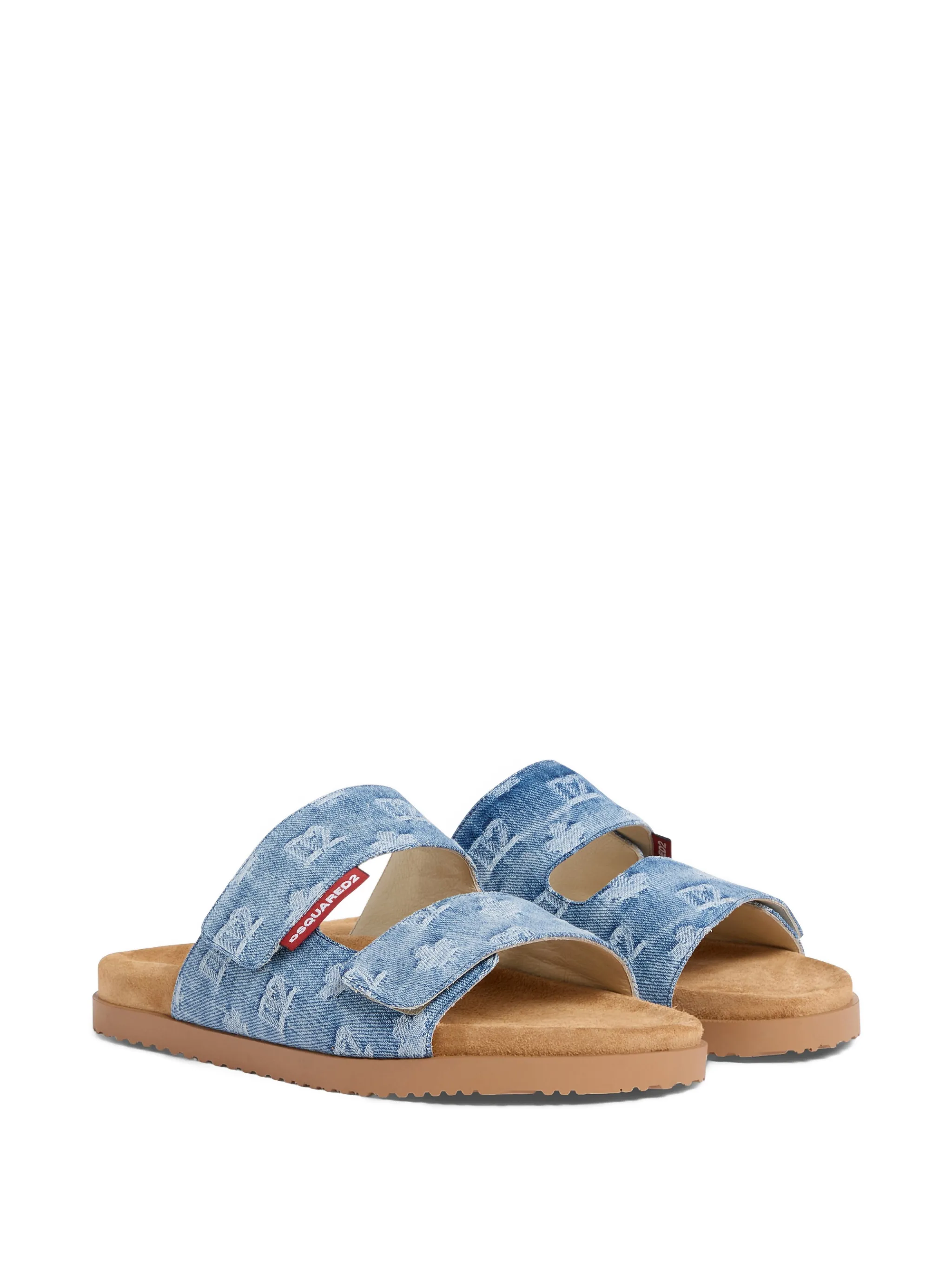 DENIM COTTON CALF FLAT SANDALS - Image 3