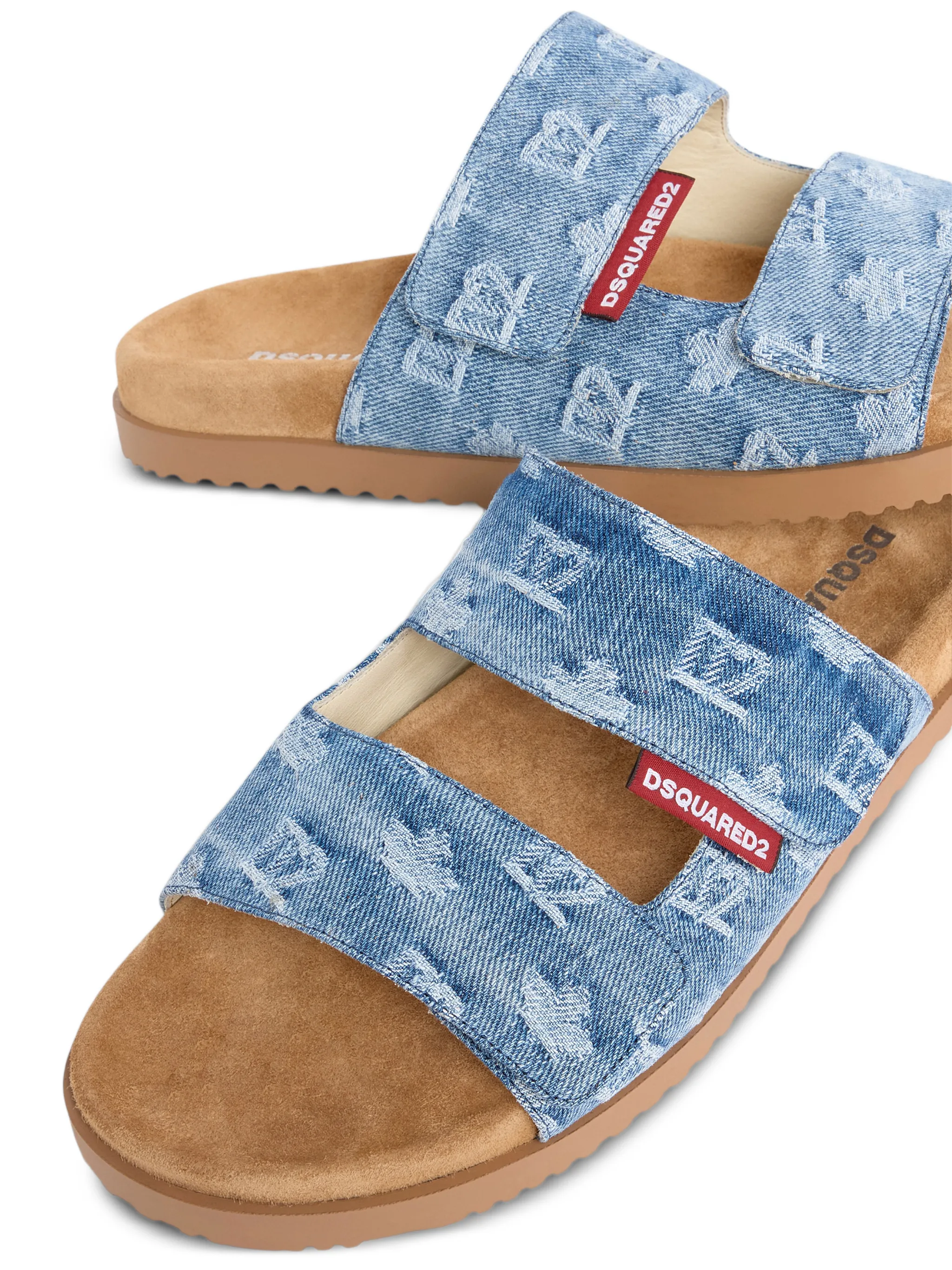DENIM COTTON CALF FLAT SANDALS - Image 5