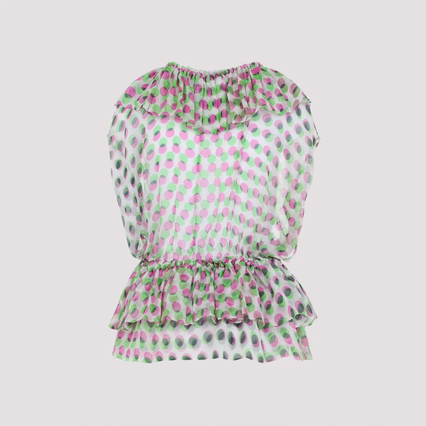 ECRU WHITE SILK CALLY POLKA DOTS TOP - Image 3