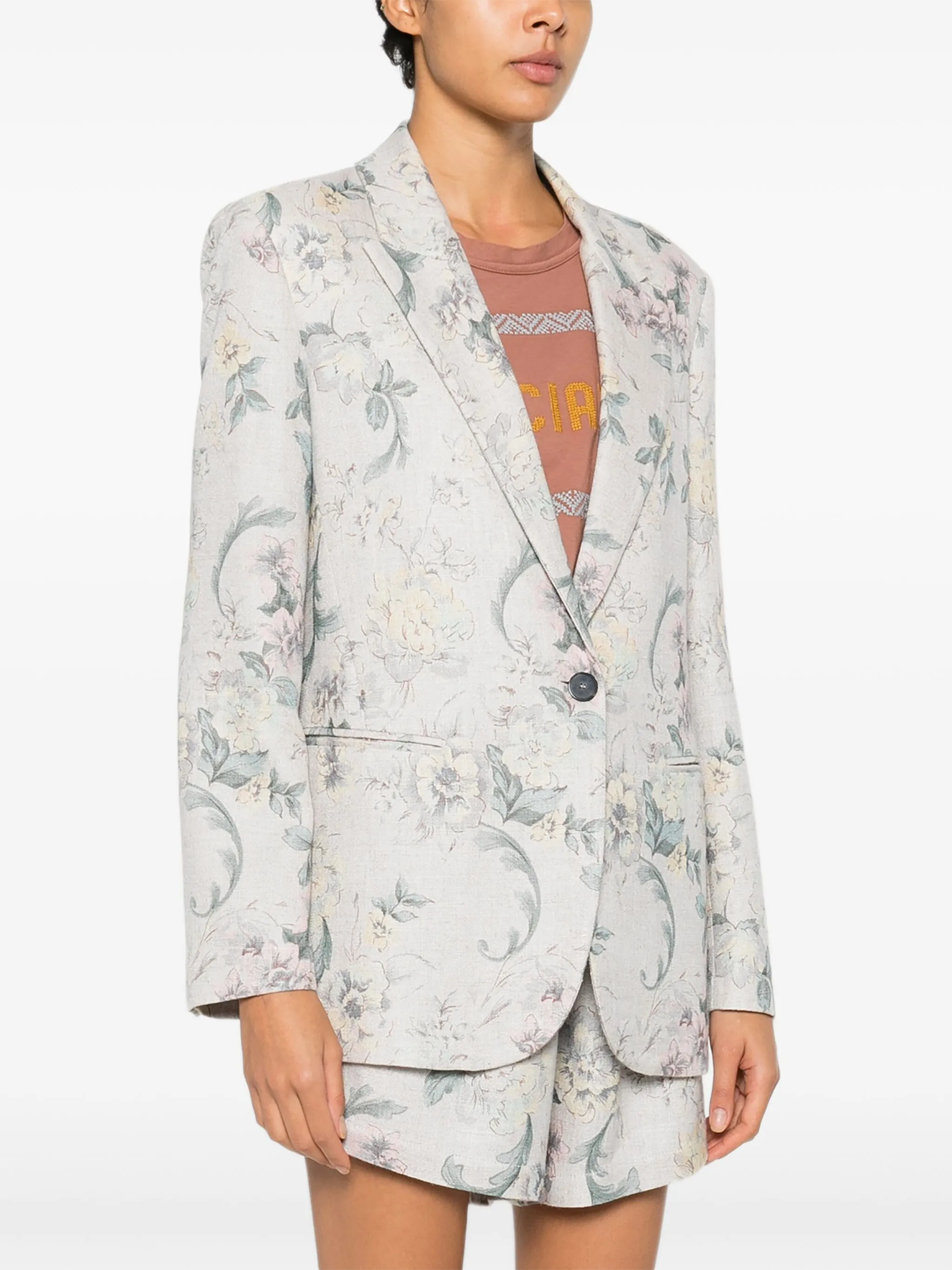 GLICINE PEONIA VISCOSE LINEN JACKET - Image 4
