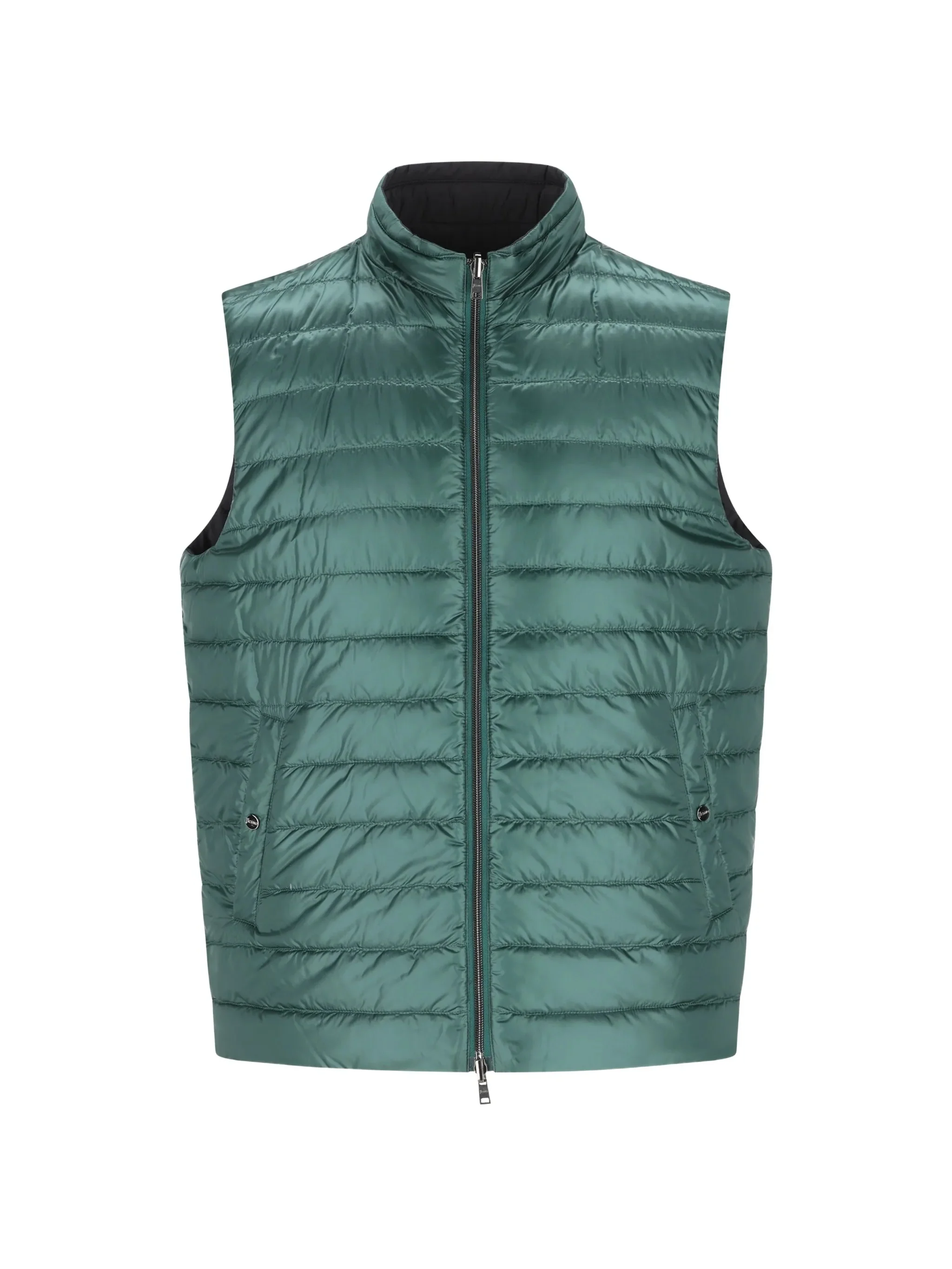 GREEN POLYAMIDE REVERSIBLE GILET