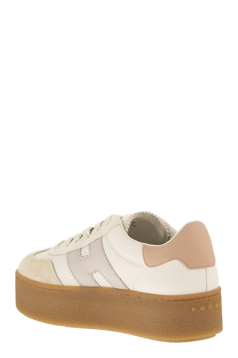 H698 COOL - LEATHER AND SUEDE TRAINERS WITH THICK SOLES - Image 3