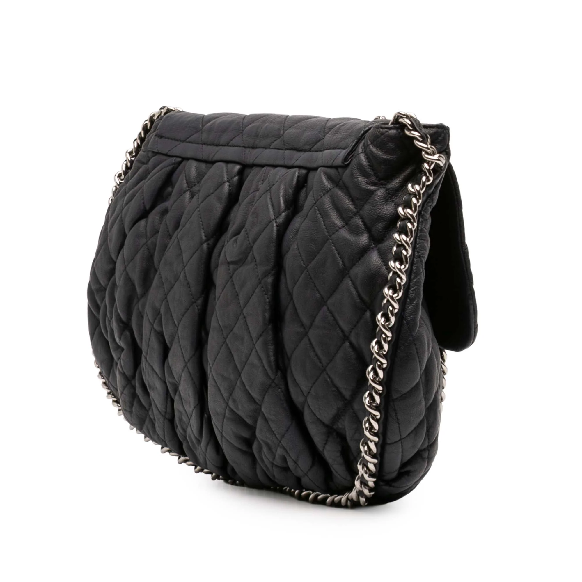 Large Washed Lambskin Chain Around Flap - Image 2