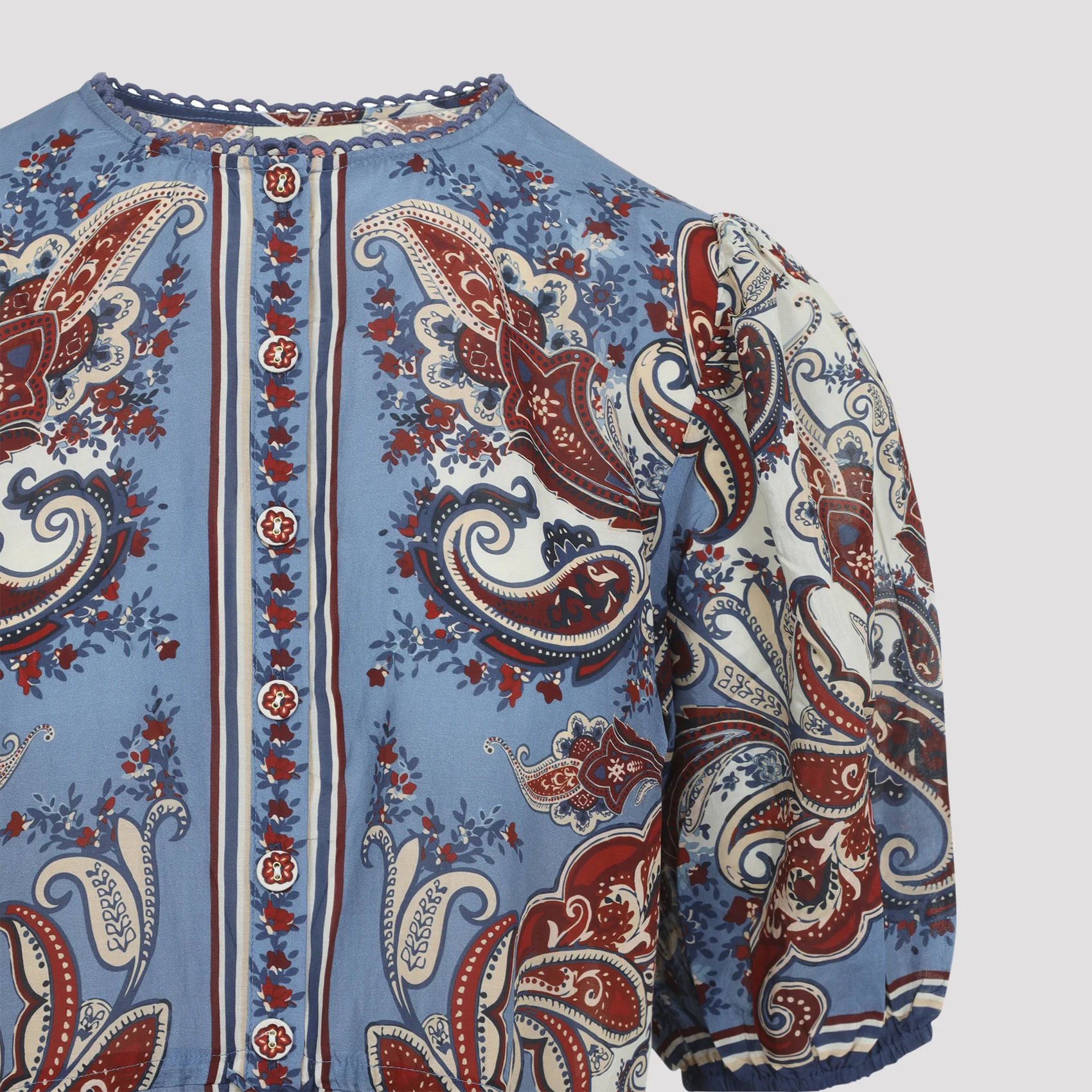 LIGHT BLUE PAISLEY SCARF COTTON SHIRT - Image 5