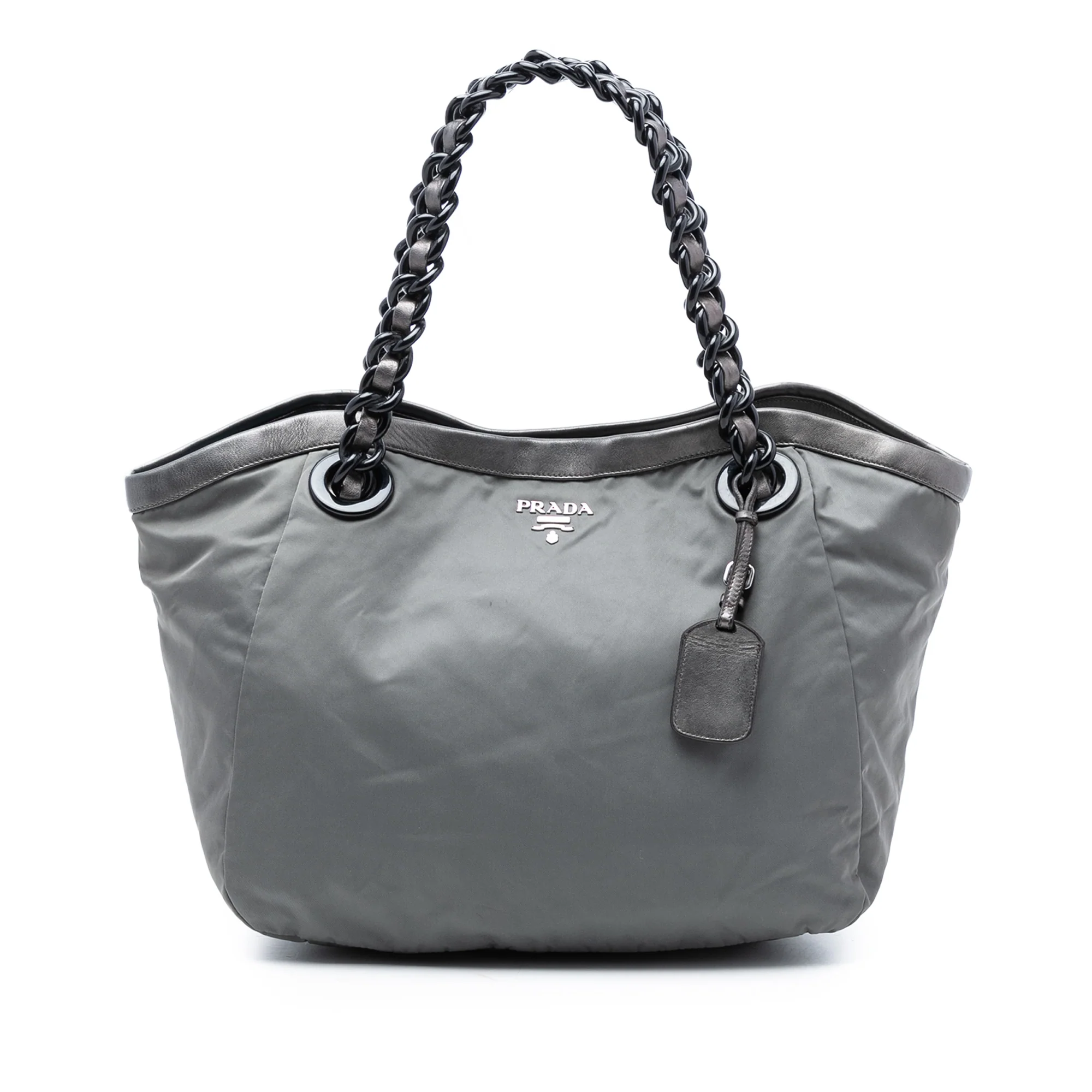 Metallic Leather Trimmed Tessuto Tote