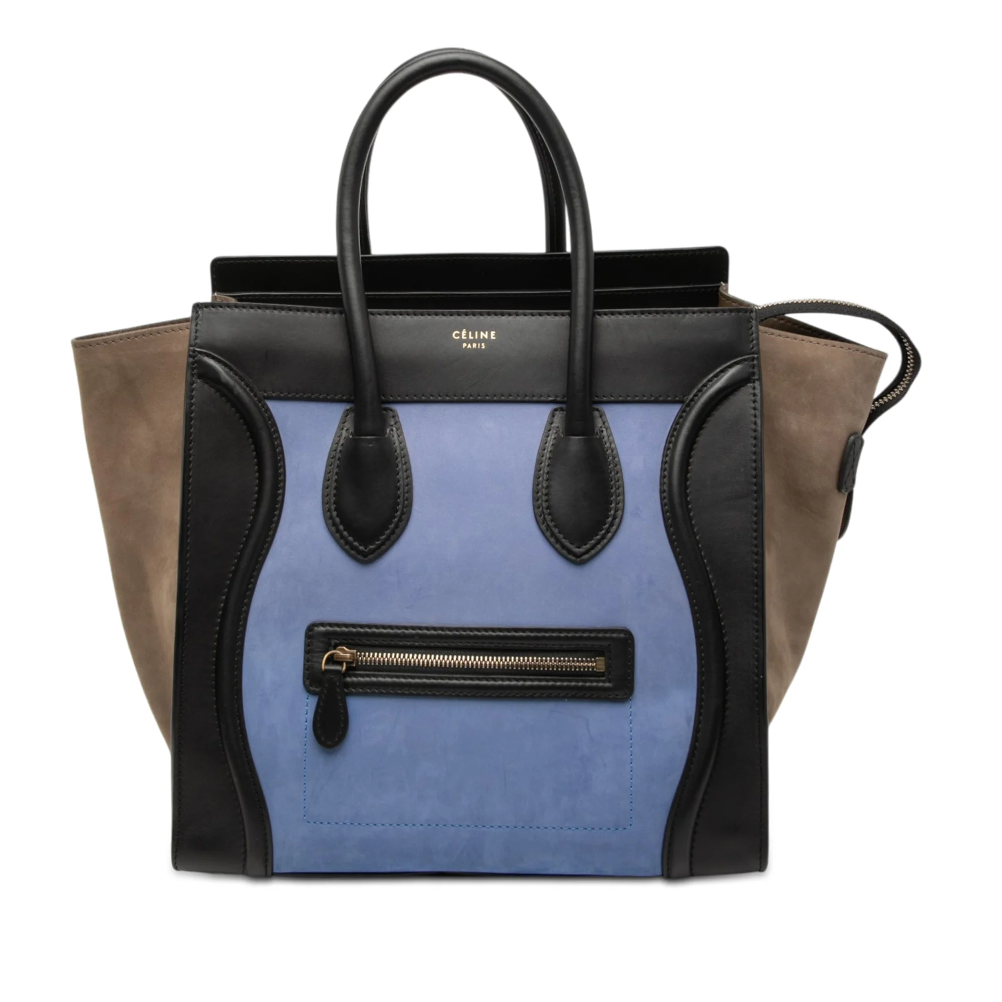 Mini Tricolor Nubuck and Smooth Calfskin Luggage Tote