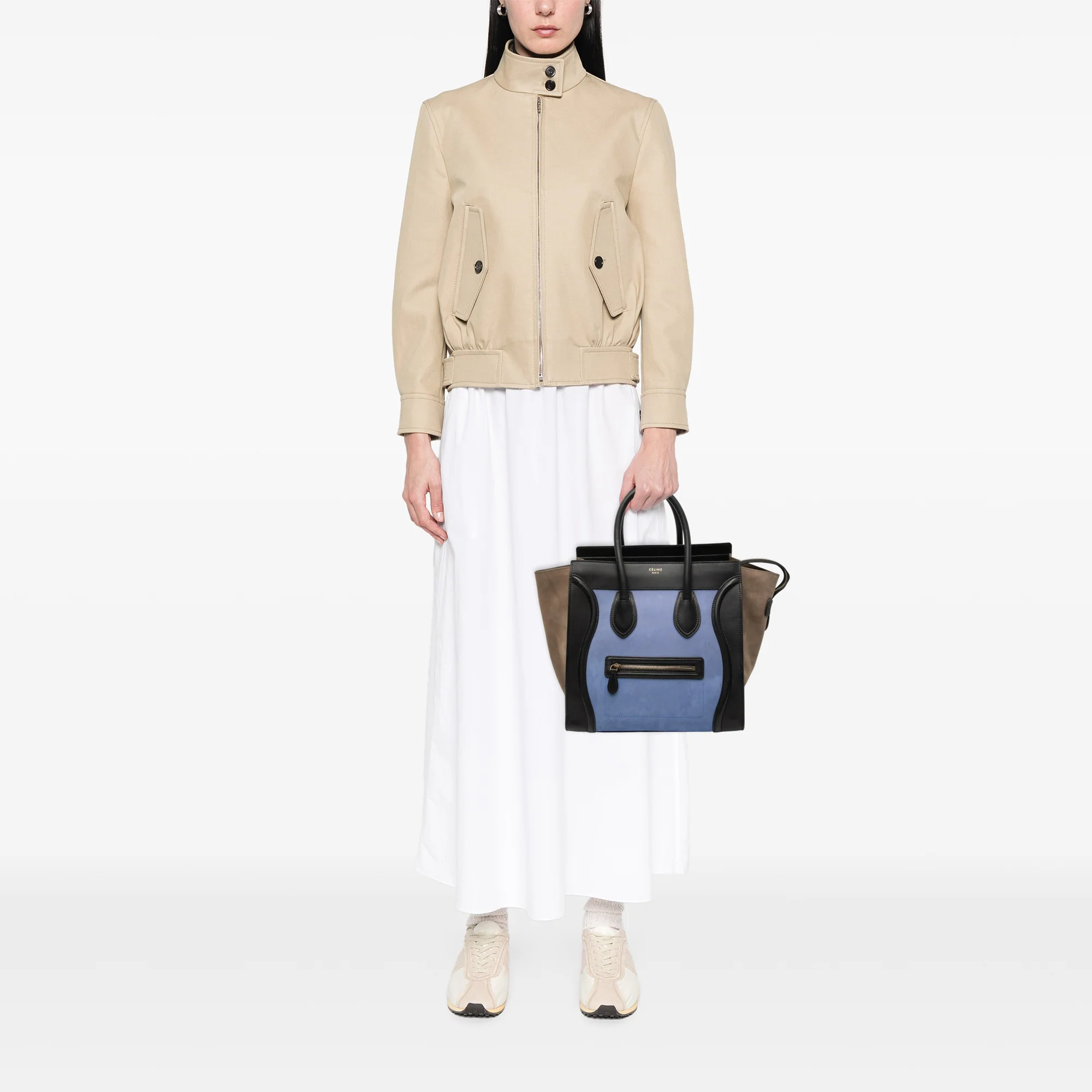 Mini Tricolor Nubuck and Smooth Calfskin Luggage Tote - Image 6