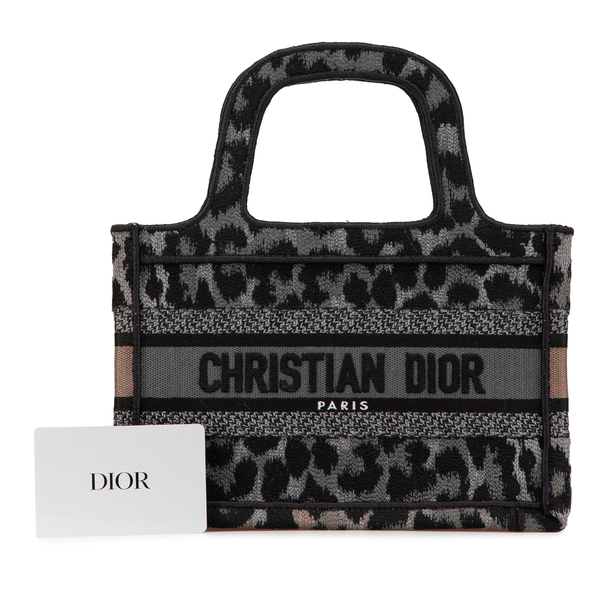 Mizza Mini Embroidered Canvas Leopard Book Tote - Image 12
