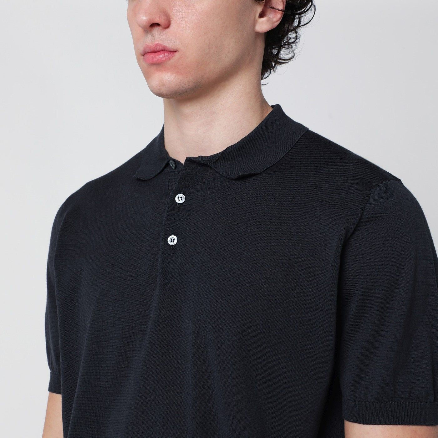 NAVY BLUE COTTON POLO - Image 2