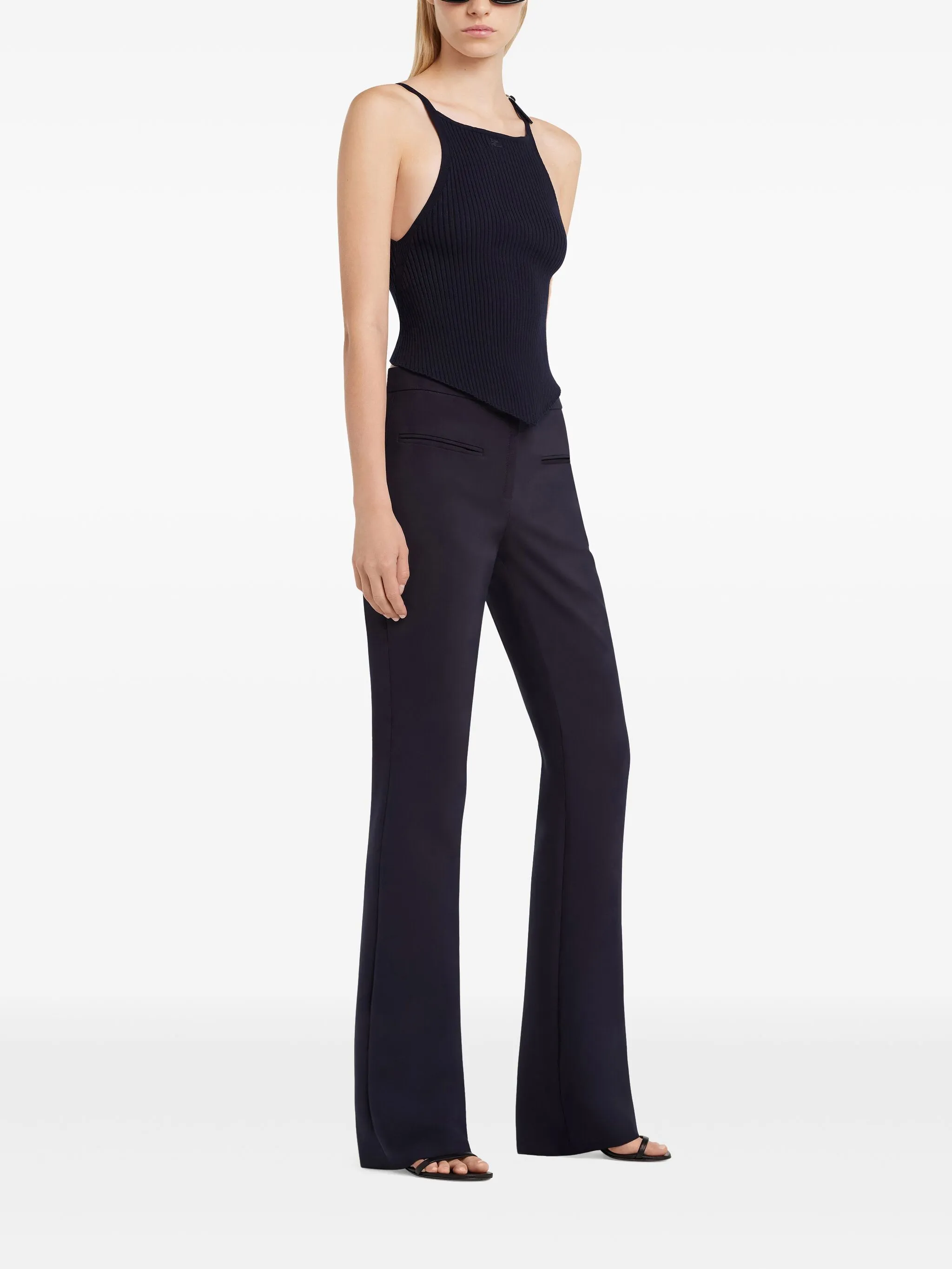 NAVY COTTON POINTY BUCKLE RIB - Image 2