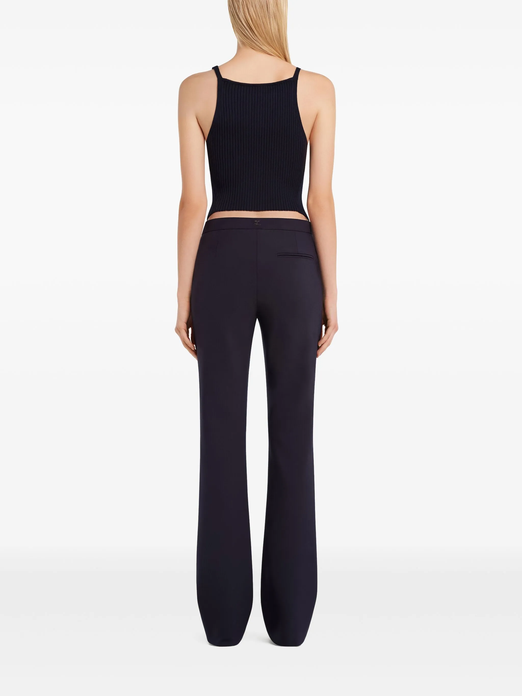 NAVY COTTON POINTY BUCKLE RIB - Image 3