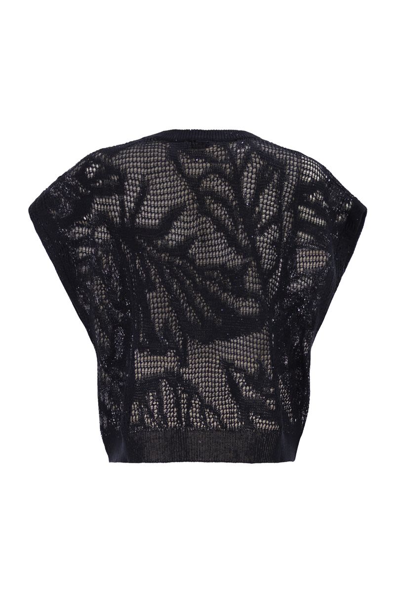 OPENWORK KNIT TOP WITH SEQUINS - Image 2