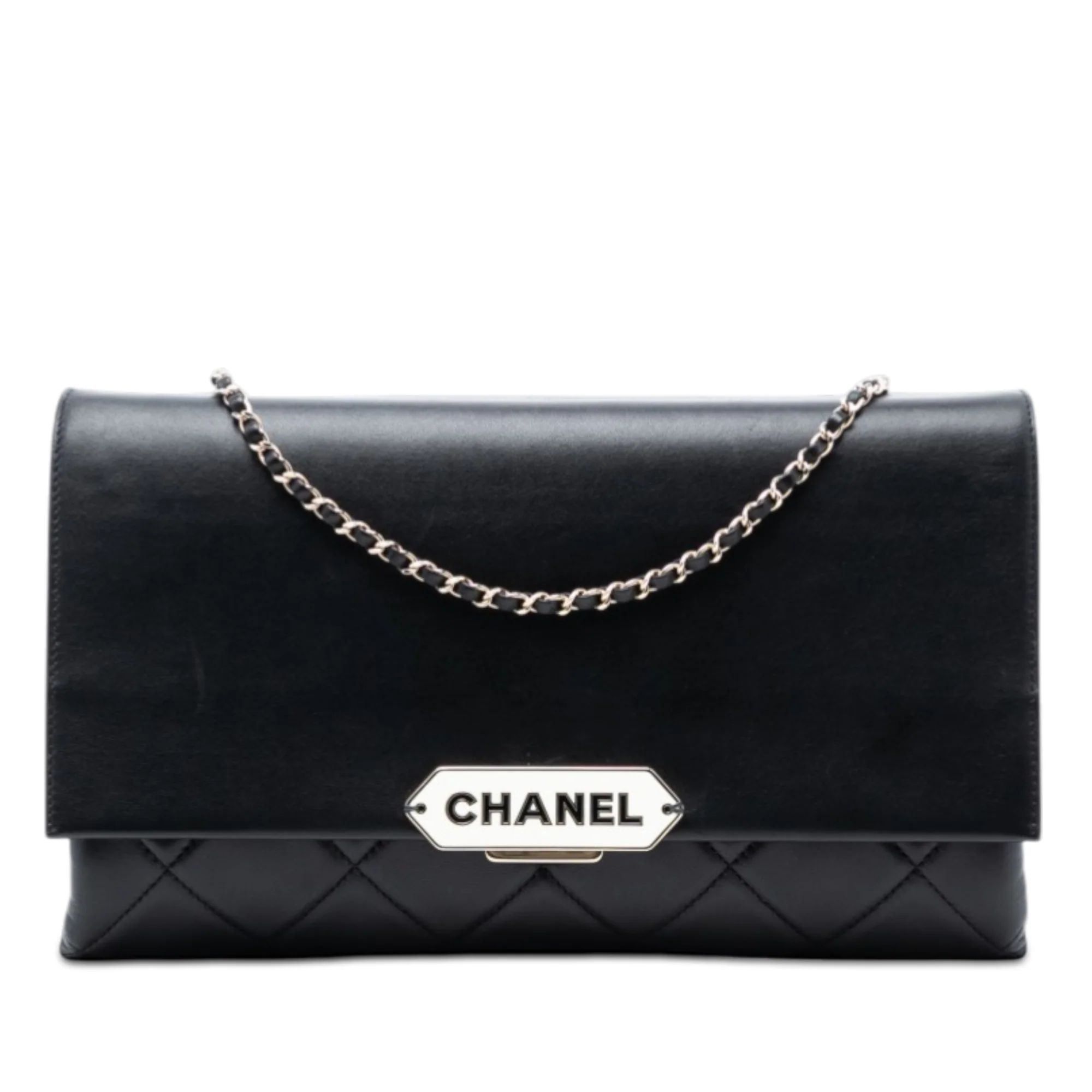 Quilted Lambskin Retro Label Shoulder Bag