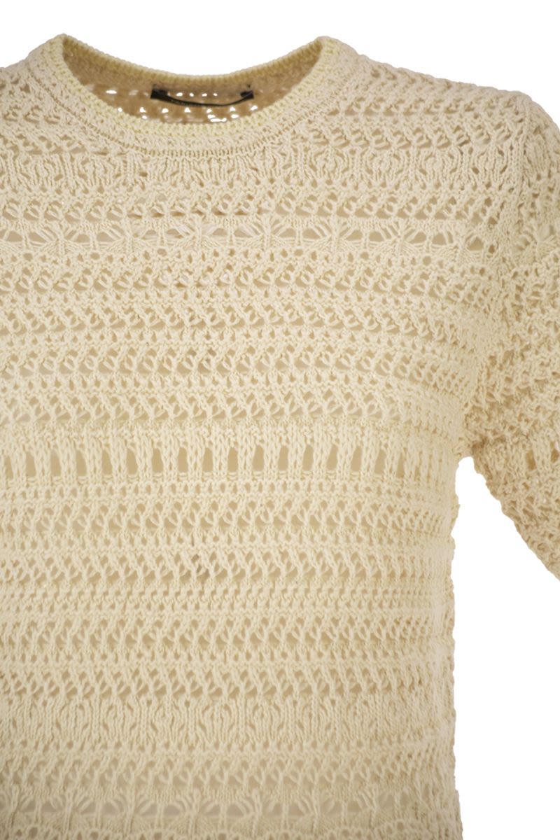 SHORT-SLEEVED JUMPER IN FANCY CROCHET STITCH WITH SEQUINS - Image 4
