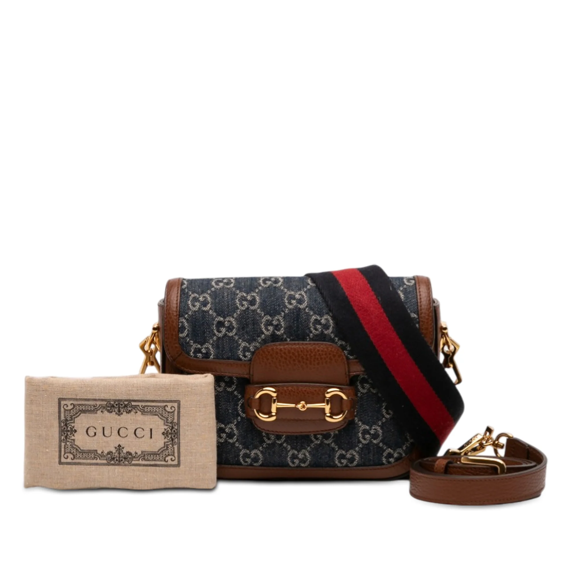 Small GG Denim Web Horsebit 1955 Crossbody - Image 11