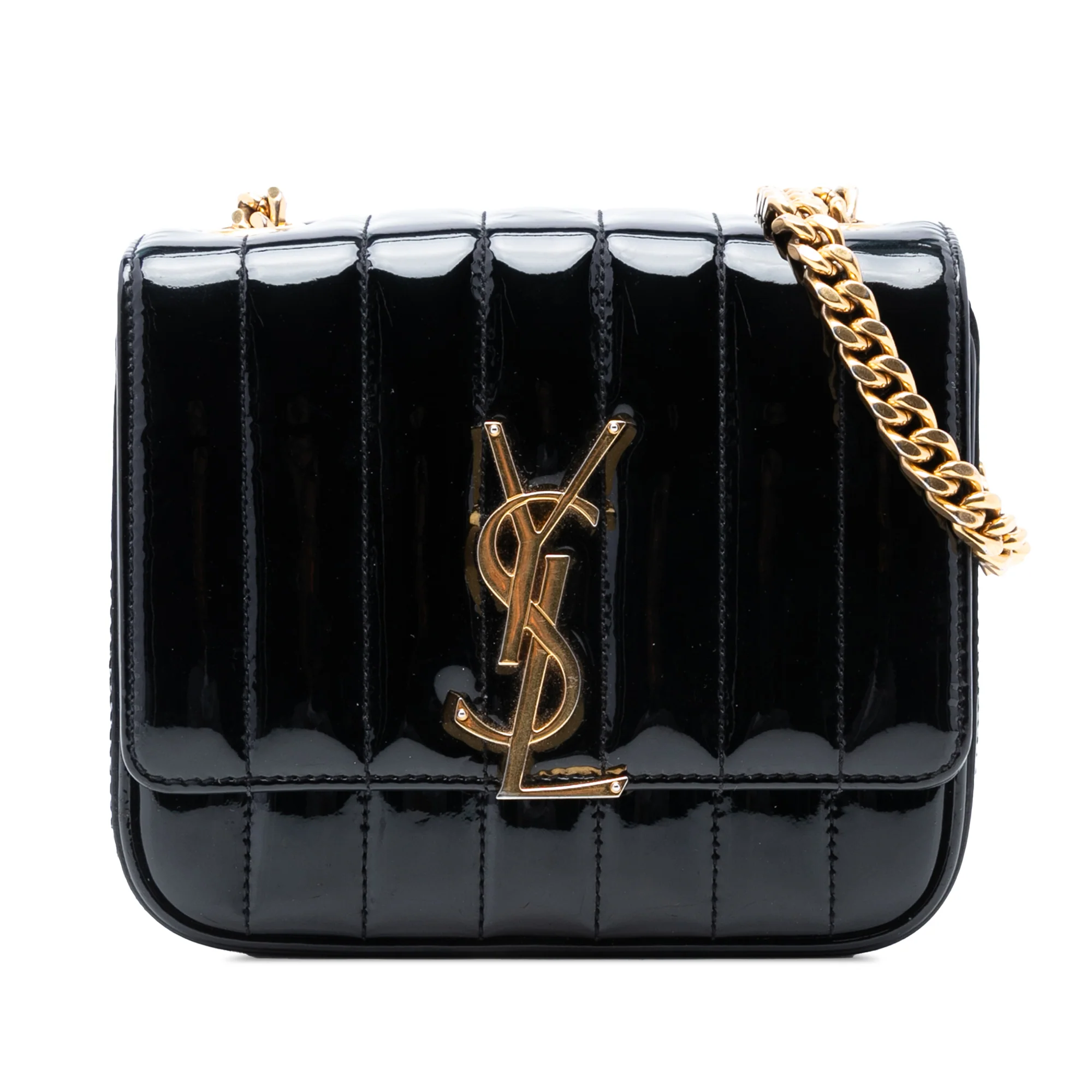 Small Patent Monogram Vicky Chain Bag