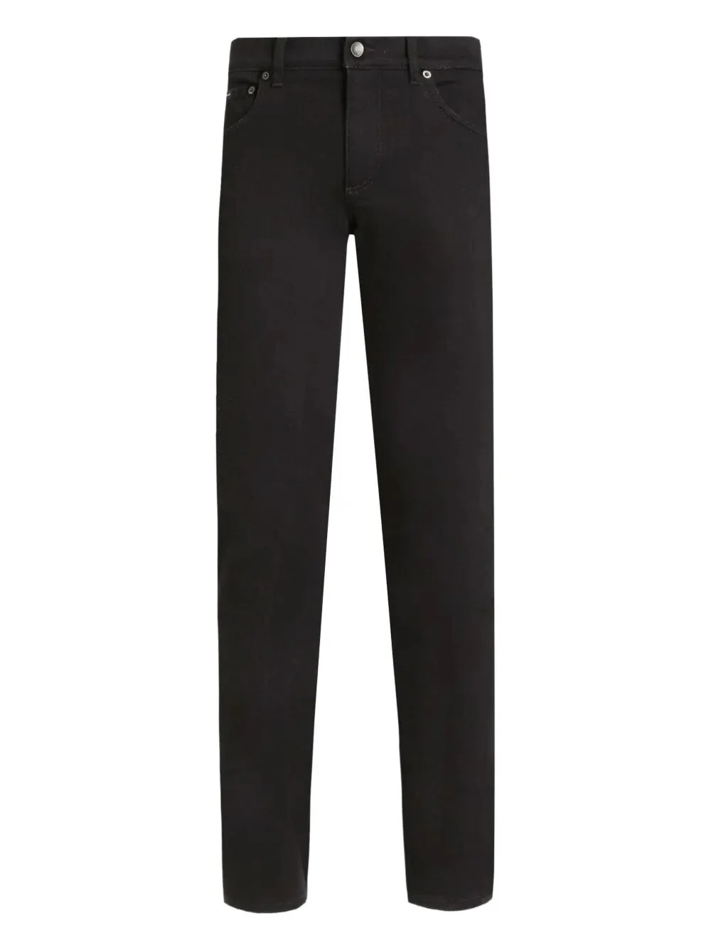 STRAIGHT LEG JEANS WITH LOGO PLAQUE
