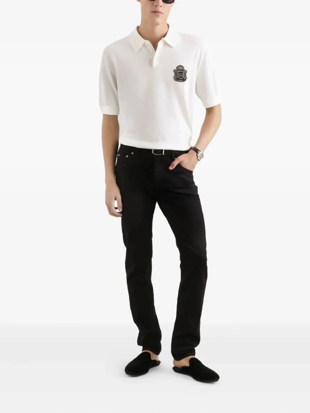 STRAIGHT LEG JEANS WITH LOGO PLAQUE - Image 2
