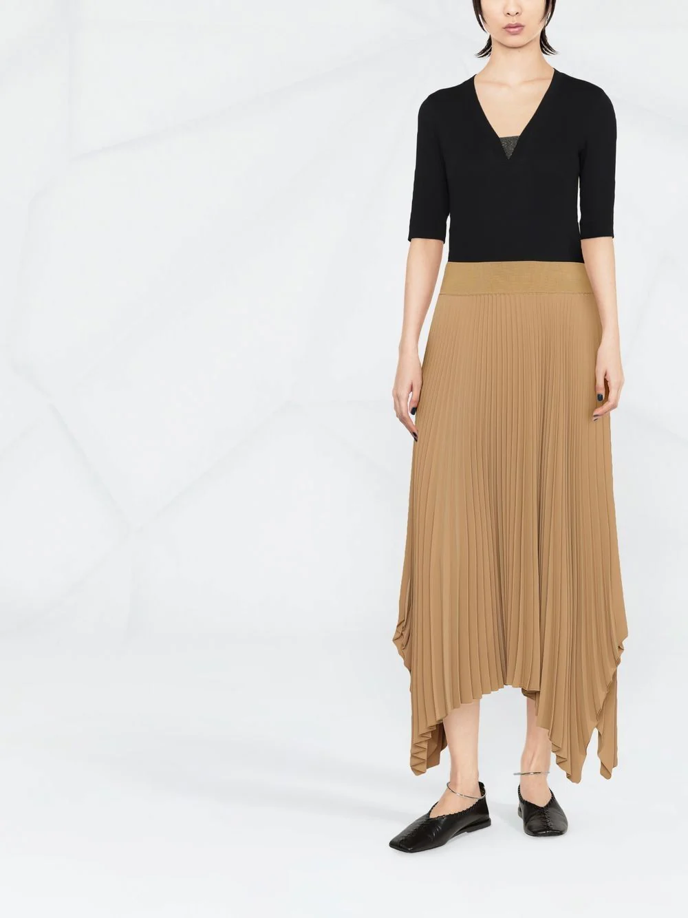 STRETCH COTTON RIBBED JERSEY TOP WITH PRECIOUS INSERT - Image 3