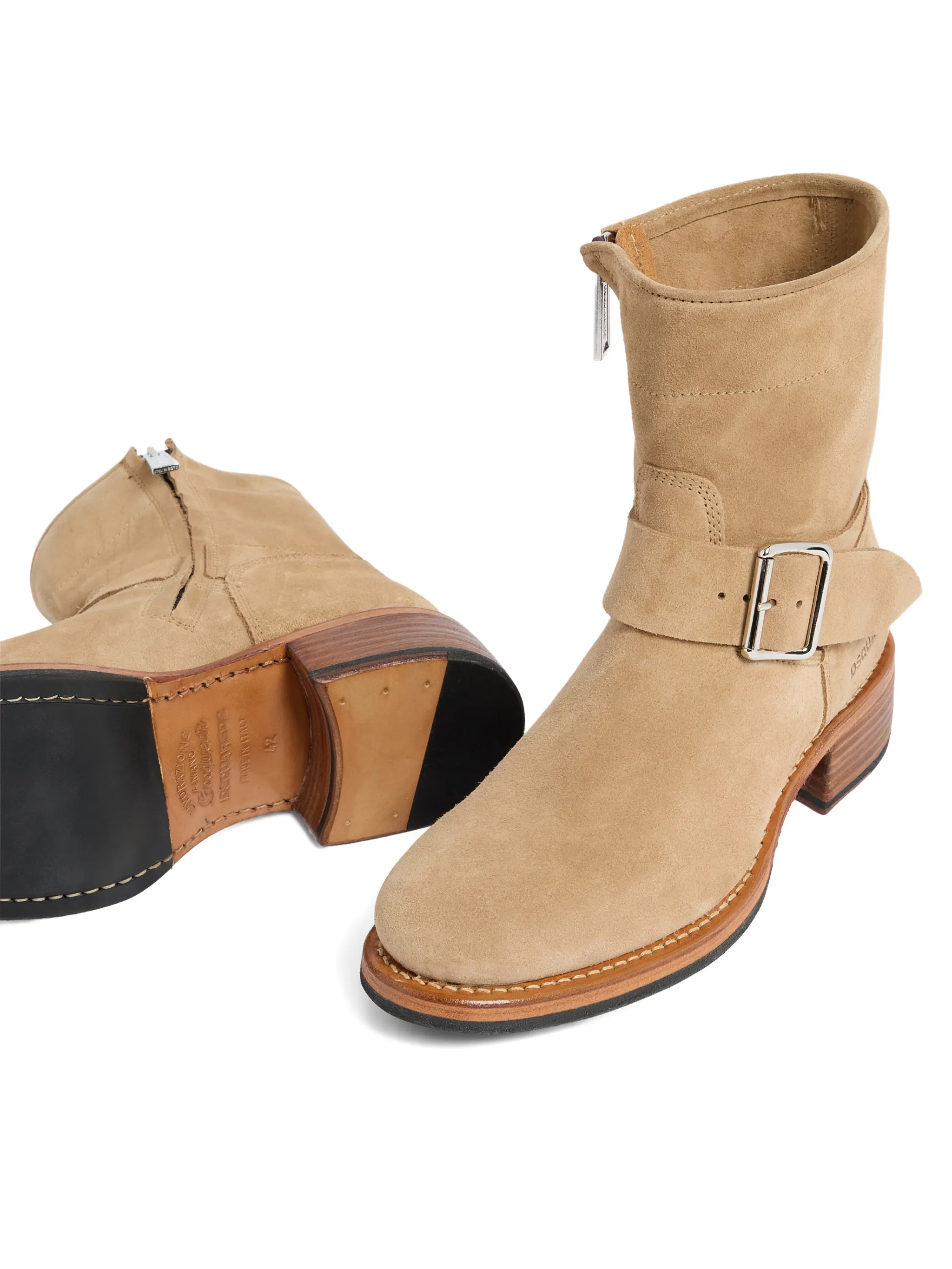TABACCO CALF LEATHER BIKER BOOTS - Image 3