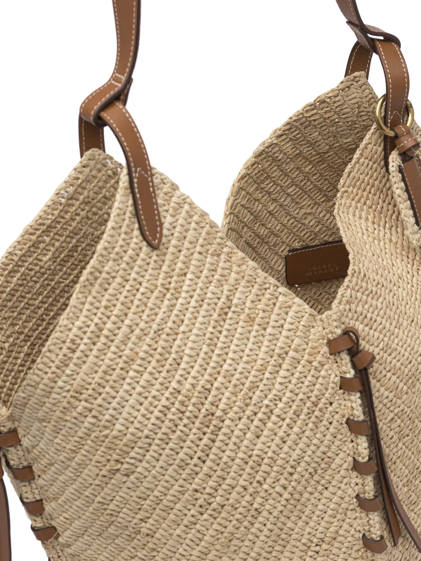 TAMPA LARGE BEIGE RAFFIA SHOULDER BAG - Image 5
