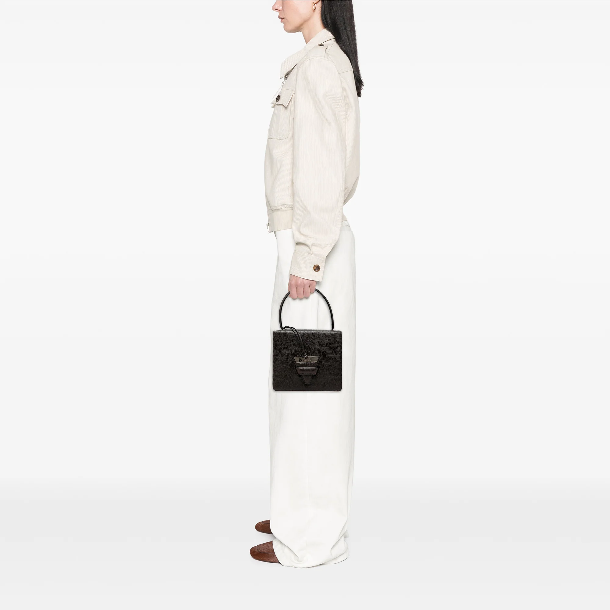 Textured Leather Barcelona Top Handle Bag - Image 7