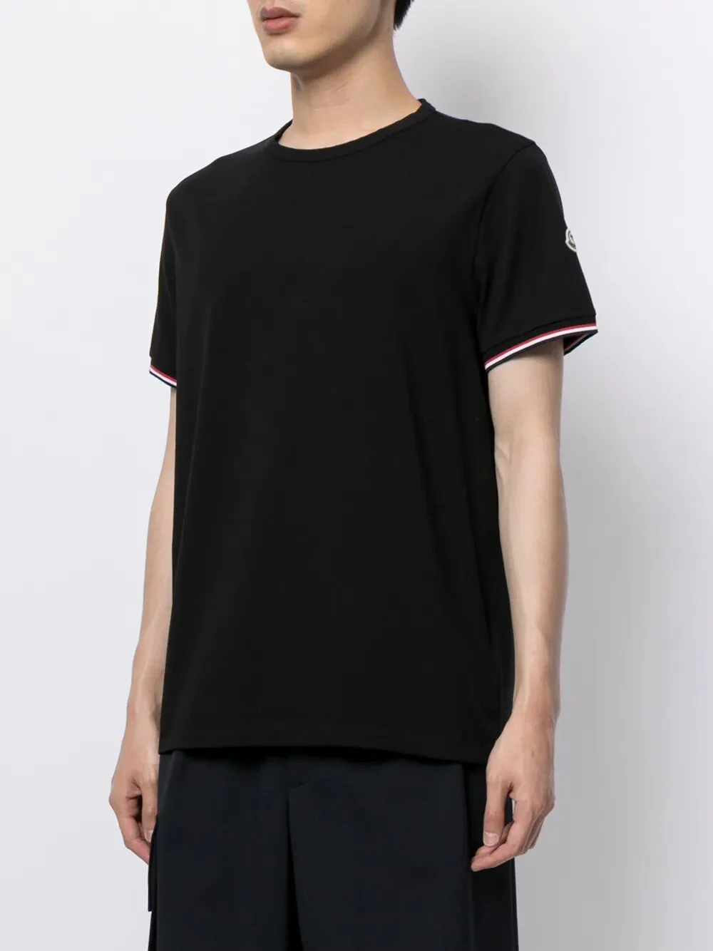 TRICOLOUR-TRIMMED COTTON T-SHIRT - Image 3